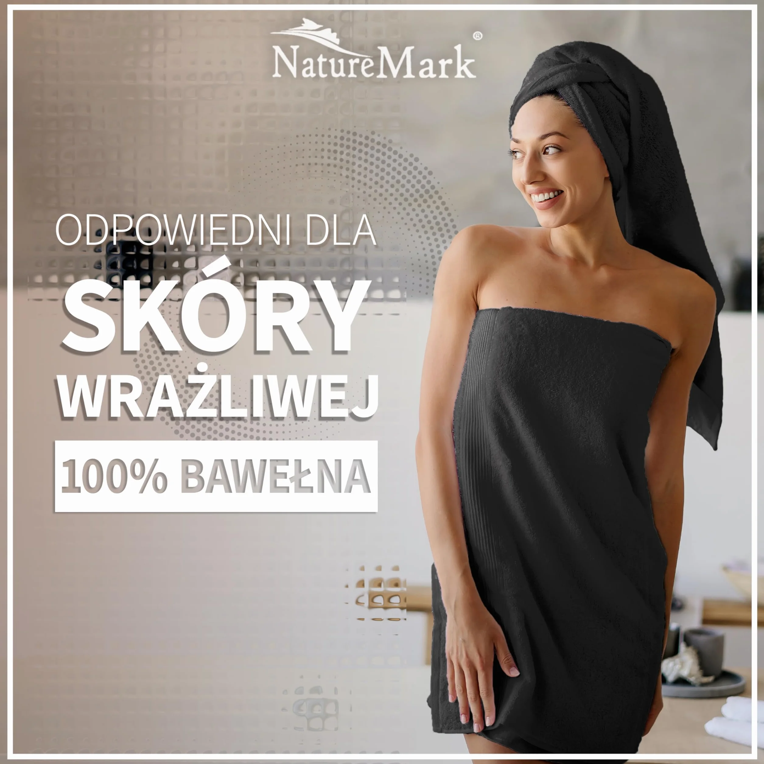 NatureMark 2-pak ręczników prysznicowych jakości premium 70 x 140 cm ręcznik prysznicowy dwupak kolor: czarny