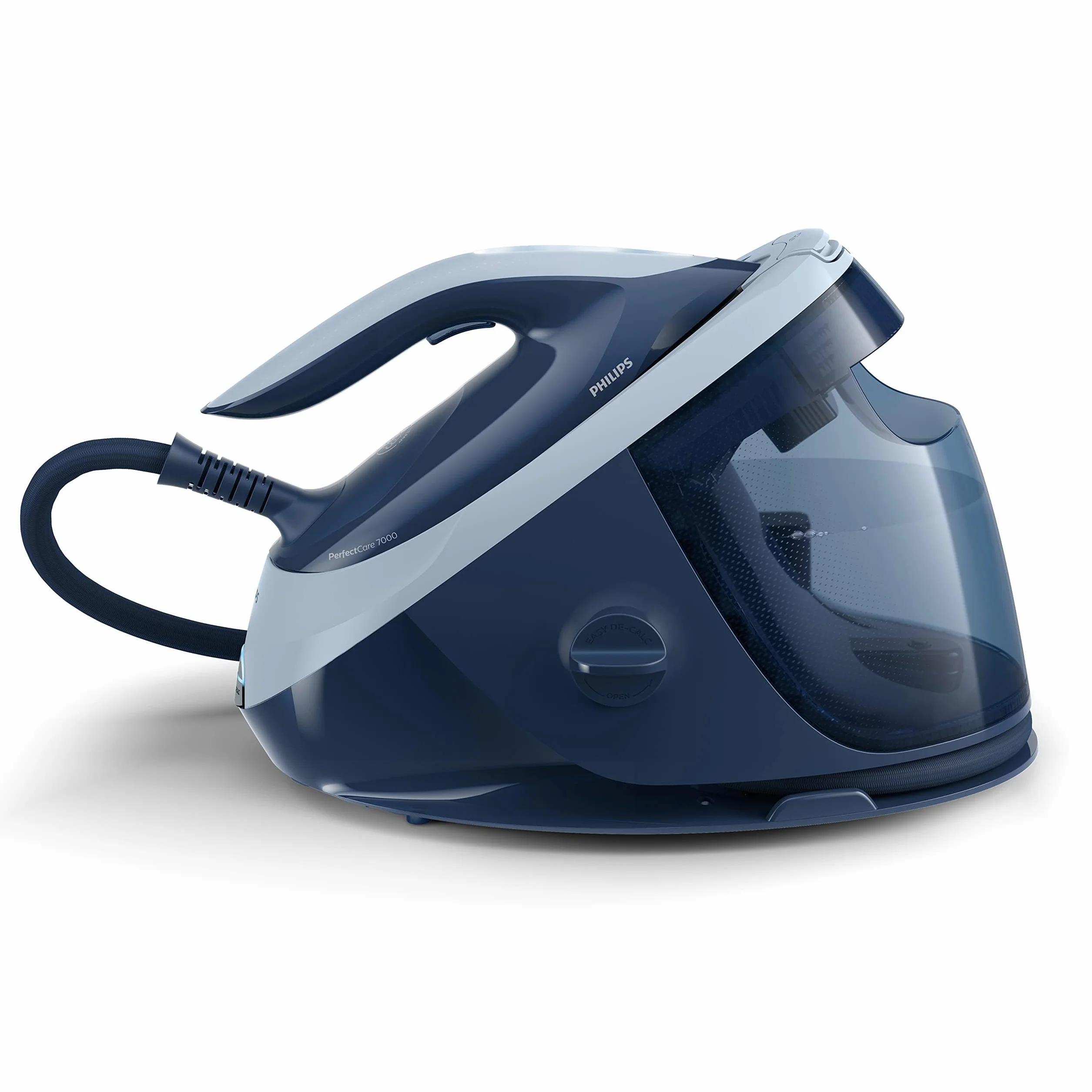 Philips PerfectCare z Serii 7000 - Generator pary 2100 W, Uderzenie Pary 600g, Ciśnienie 8,0 Barów, Technologia OptimalTEMP, Zbiornik o Pojemności 1,8 l, Kolor Granatowy (PSG7030/20)