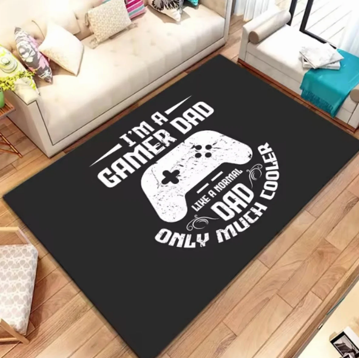 Dywan dla gracza, zabawny, czarny, kontroler, maty dla dzieci, miękki dywan, do pokoju gier, anime, dla graczy, dywan, duży dywan, do salonu chłopców, dywan do pokoju chłopców, flanela, sprany dywan,