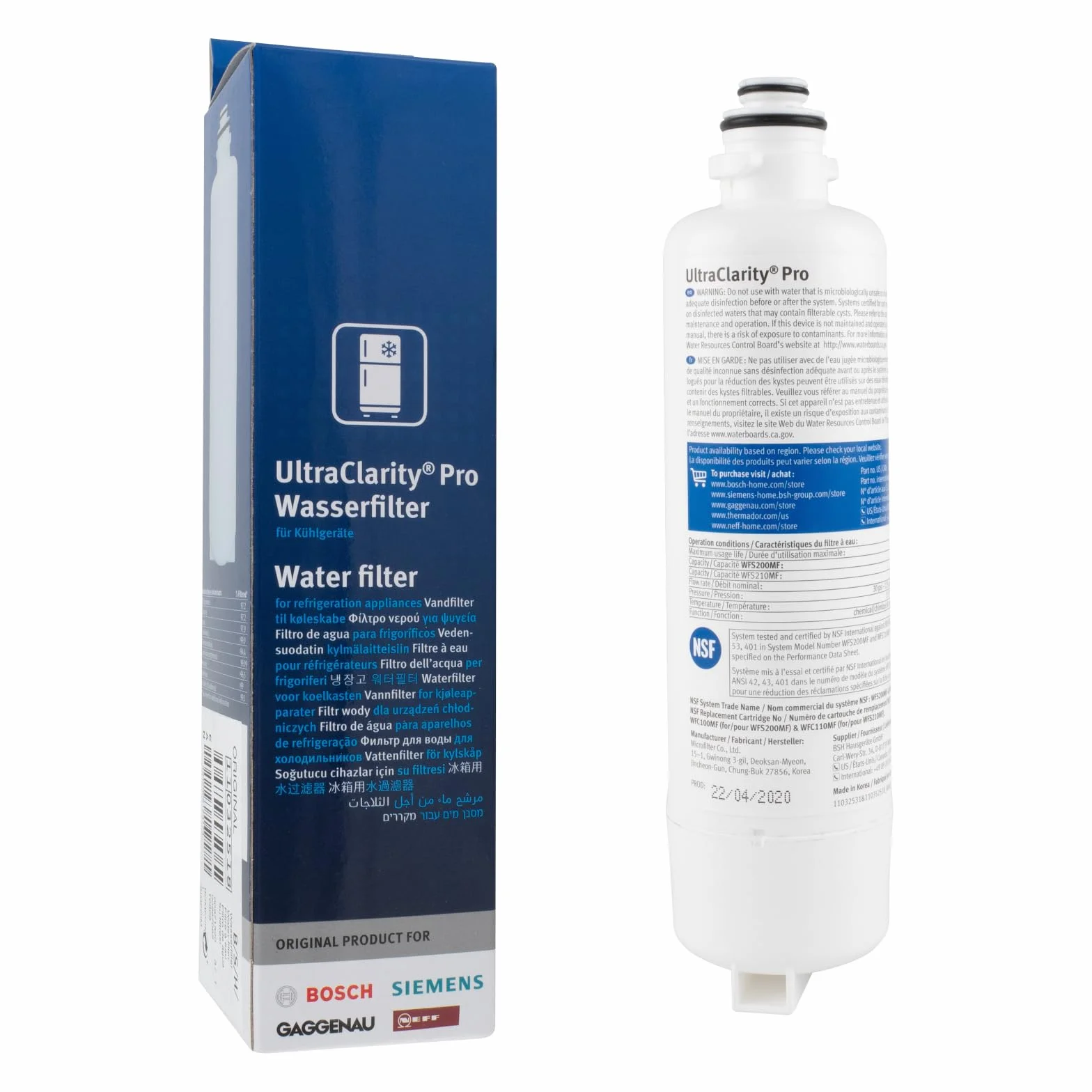 Bosch filtr wody do lodówki, zamrażarki 11032518