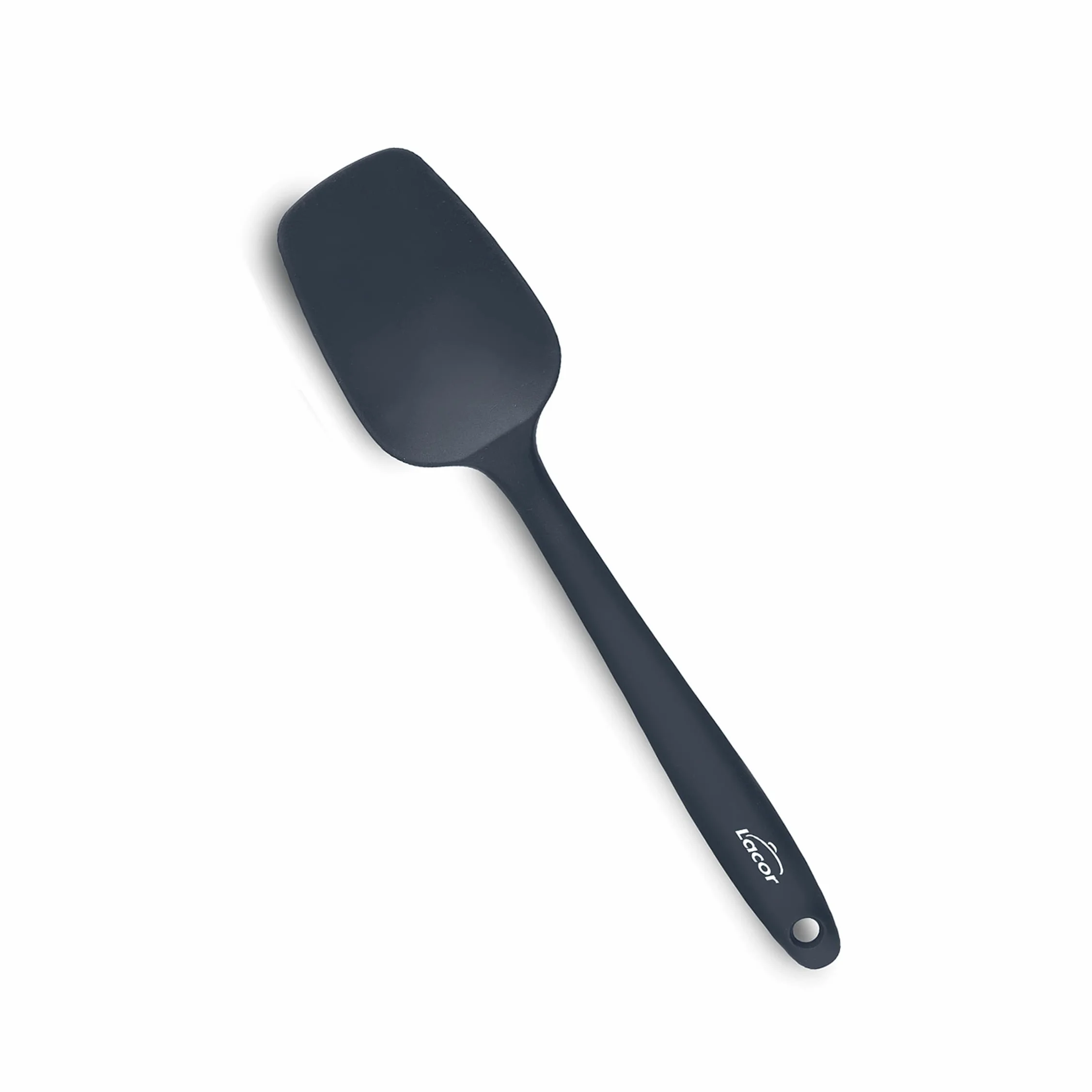 Lacor - 64463 - Szara Łyżka Kuchenna, Silikonowa Łyżka, Przybory Kuchenne, Ergonomiczny Uchwyt, Powłoka Nieprzywierająca, Odporna Na Wysokie Temperatury, Nadaje Się Do Mycia W Zmywarce, Długość 27,5