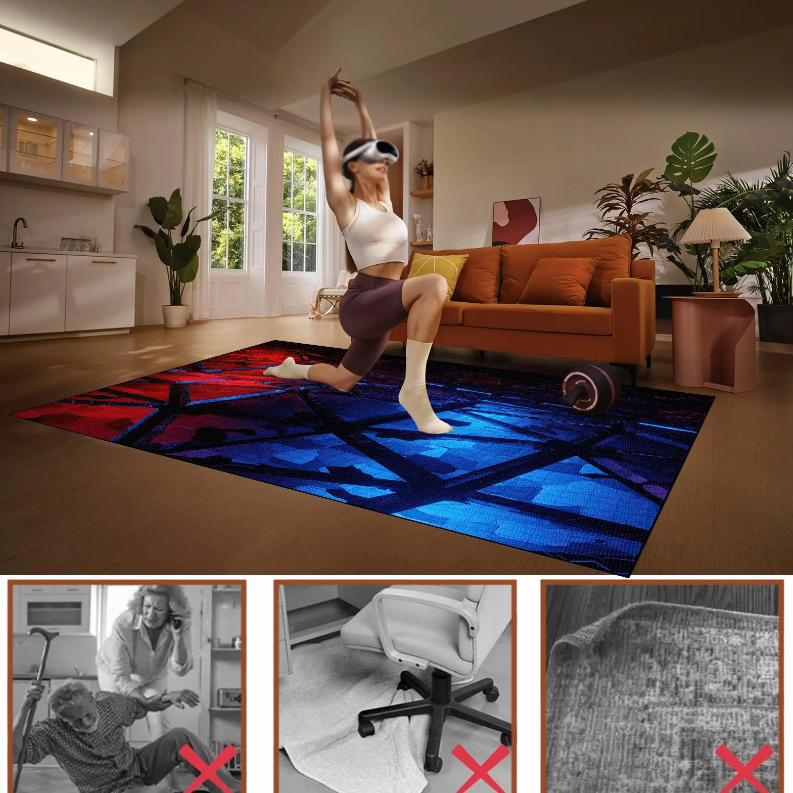 Dywan Krzesło Gamingowe, Ochraniacz Podłogi Wózki Inwalidzkie Biuro, Mata Ochronna Na Podłogi, Antypoślizgowa Mata Do Komputera Do Gier Podłogowych 120 x 140 cm