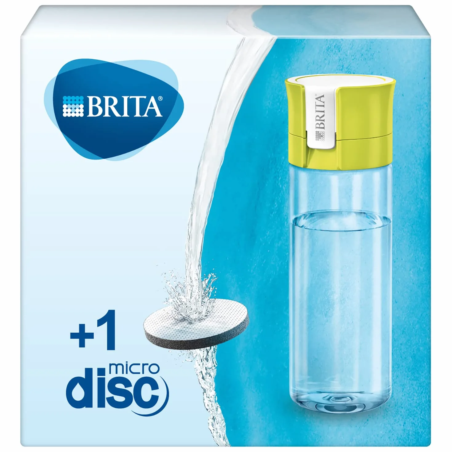 BRITA Butelka filtrująca limonkowa, 0,6L, bez BPA, smaczna, czystsza woda bez chloru i zanieczyszczeń, pozostawia cenne minerały