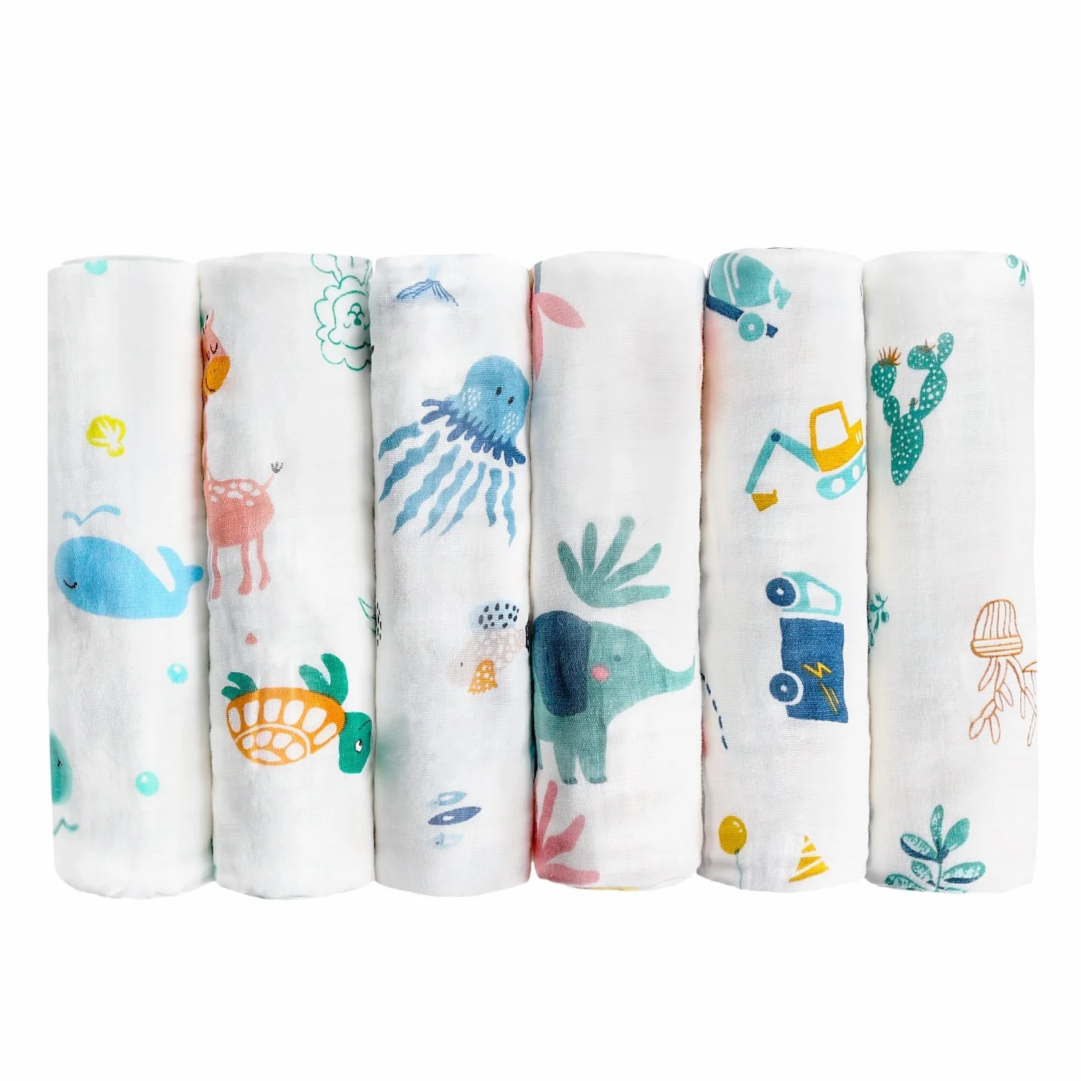 Maliton Baby Muslins Cotton, 6 Sztuk 70 * 70 cm Pieluchy Muslinowe, 6 Warstw Absorpcji Wody i Miękkości Szyfonu dla Niemowląt, Pieluszki Burp Wrażliwej Skóry Noworodków