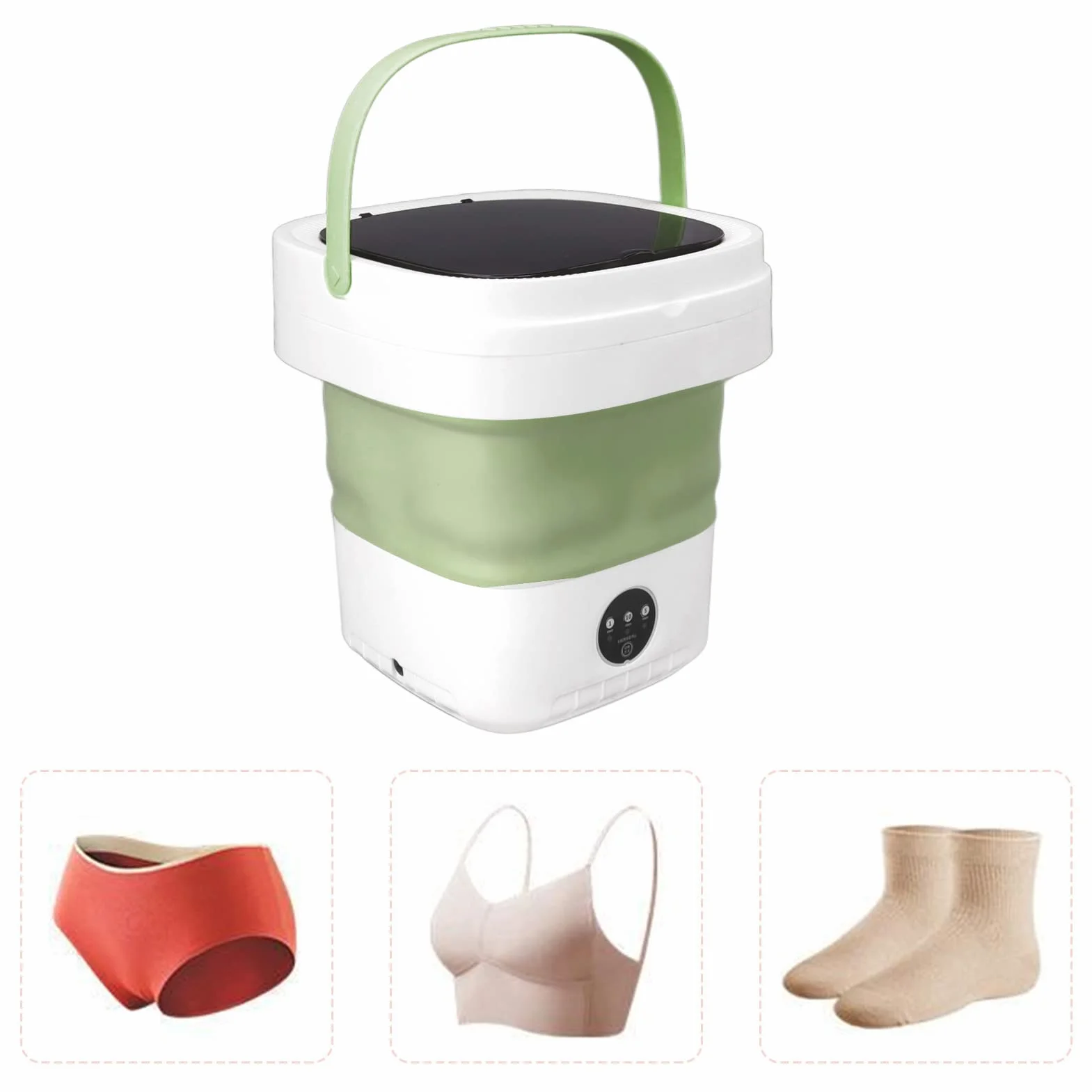 Mini przenośna pralka składana z suszarką Combo, 7,5 l, zielona