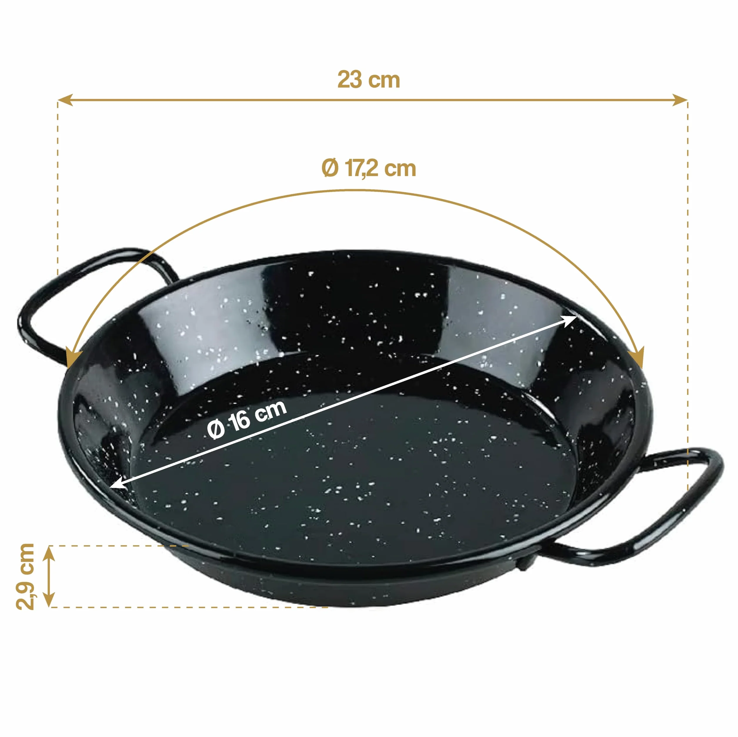 Menax - Patelnia do Paelli na Przystawki - Patelnia do Paelli - Stal Stopowa - Zestaw 6 Sztuk - 16 cm