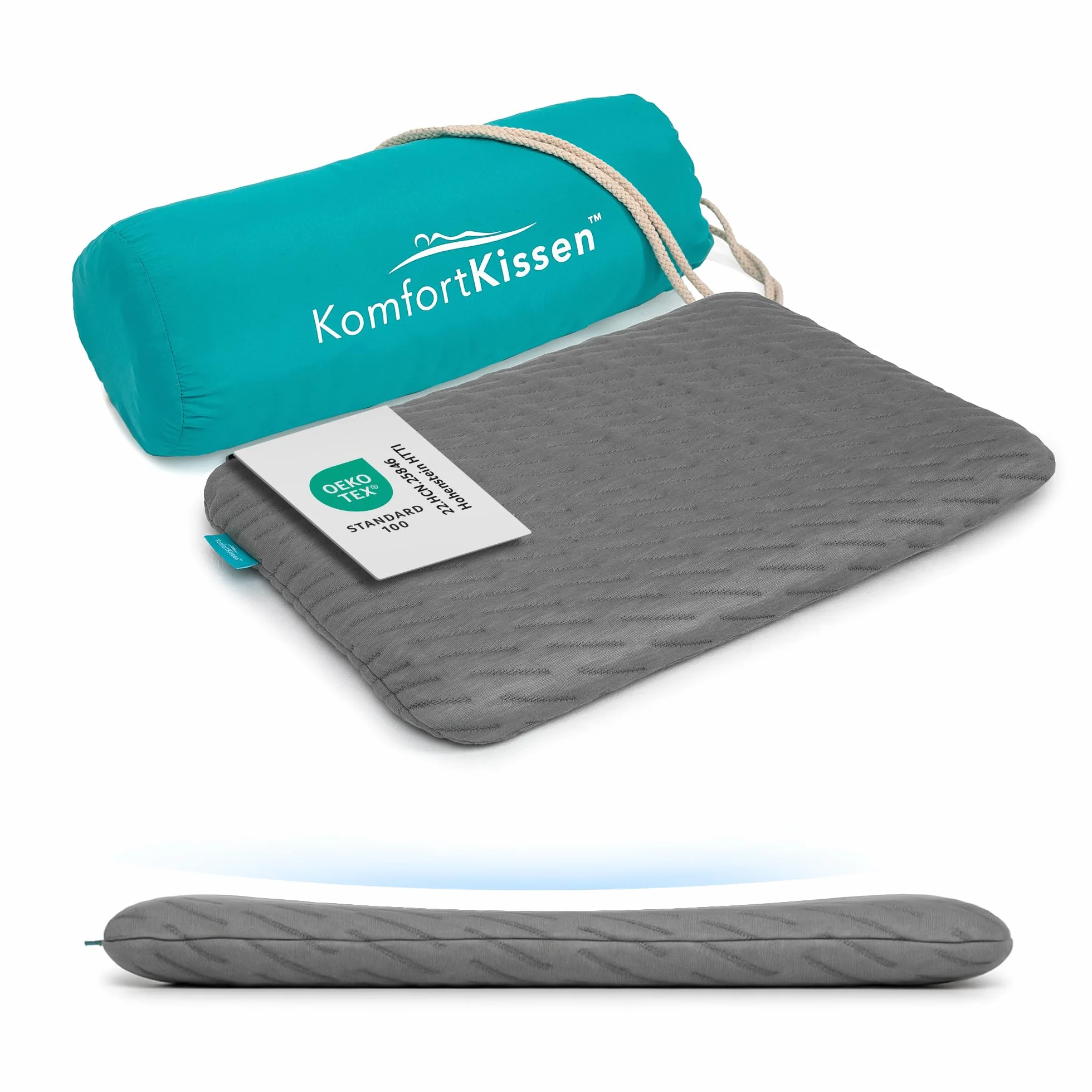 MKS Poduszka ortopedyczna dla dzieci 40x60x5 cm z pianką Memory Foam – Płaska i Ergonomiczna – W zestawie poszewka z bambusa i torebka do przenoszenia – Poduszka pod głowę dla dzieci od 3 lat