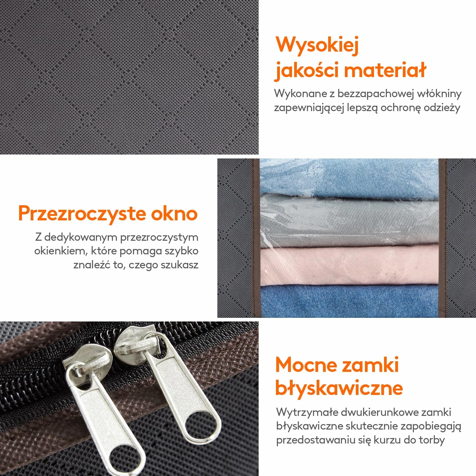 Lifewit Torba do Przechowywania Ubrań Składany Pojemnik 35L Szary
