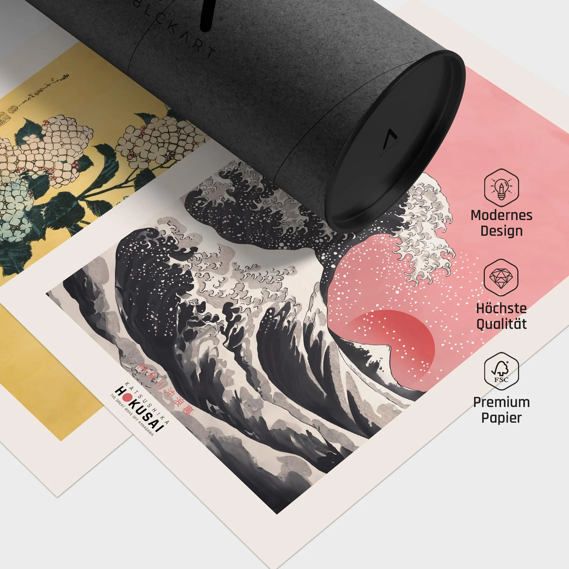 Hokusai zestaw japońskich plakatów, dekoracja ścienna, japońska sztuka, obrazy do sypialni, salonu, dekoracja salonu, obrazy eklektyczne (3 x A3, bez ramki)