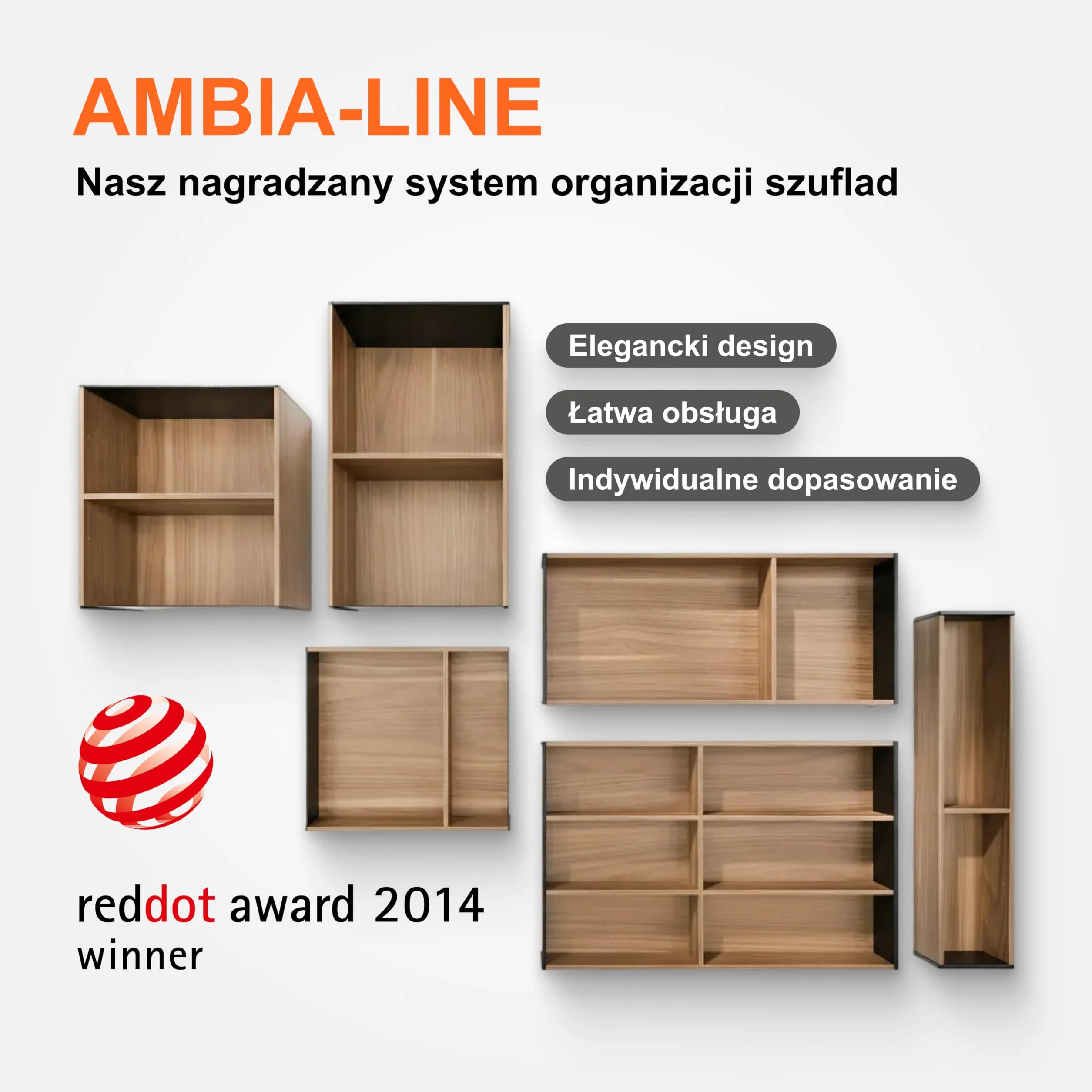 blum AMBIA-LINE wkład na sztućce | premium organizer szuflady do nowoczesnych kuchni i mebli | porządkuje sztućce | z nóżkami antypoślizgowymi | 42×30×5 cm | Dąb Nebraska