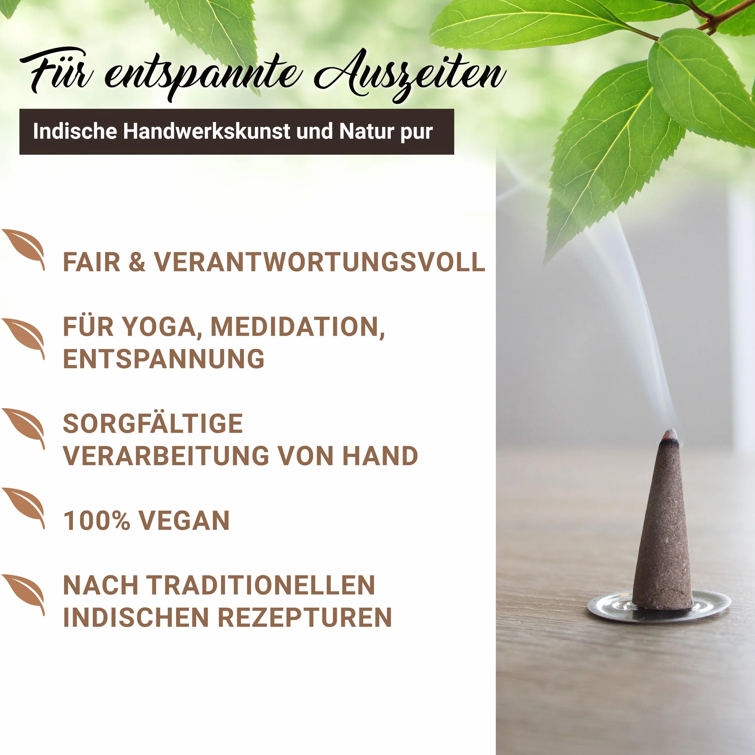 LUXflair Masala stożki kadzidłowe Copal (25 kadzidełek), 100% naturalne, z drobno zmielonymi żywicami. Autentyczne i ręcznie wykonane w Indiach