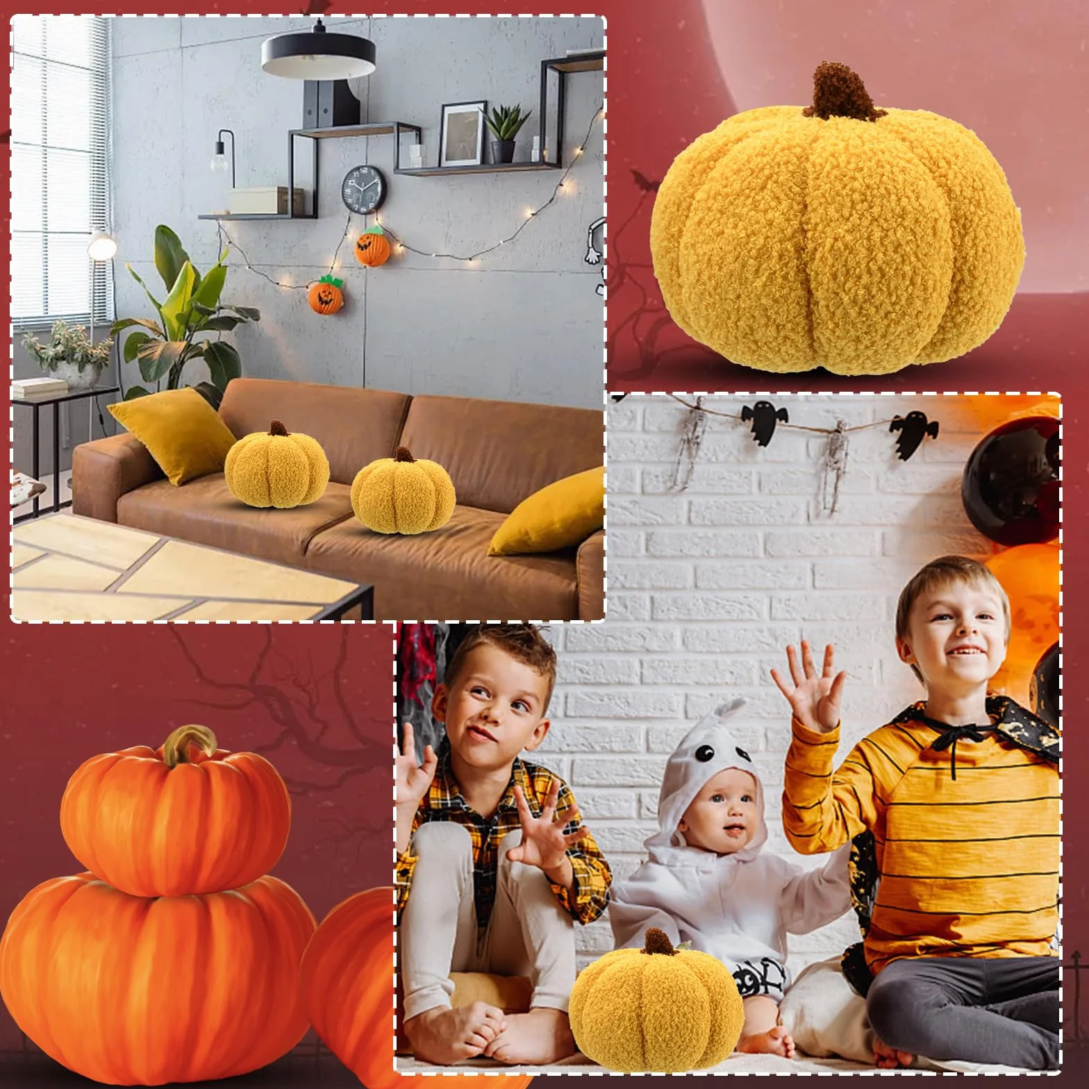 Halloween poduszka w kształcie dyni, dekoracja, pluszowa zabawka w kształcie dyni na sofę,na Święto Dziękczynienia, Halloween, dekoracja wnętrz, prezent dla dzieci (żółta)