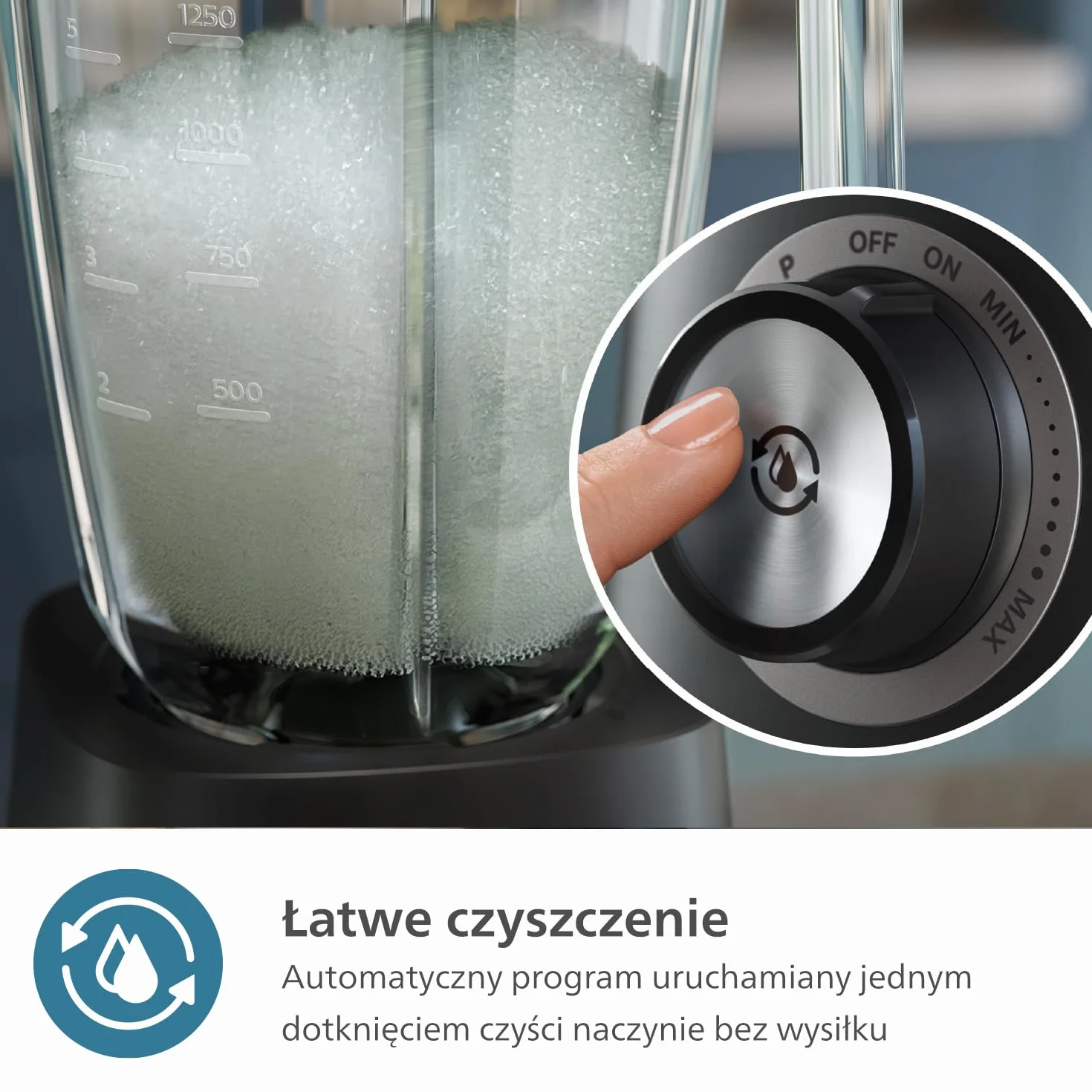 Philips Serii 5000 Blender, Silnik ProBlend Plus o Mocy 1200 W, Przygotowywanie Gęstych Koktajli z Mrożonych Owoców, Pojemność 2 Litry, Czyszczenie Bez Użycia Narzędzi, Czarny (HR3041/00)
