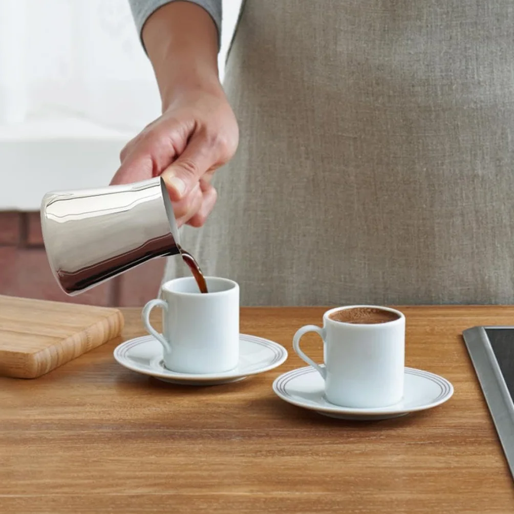 Serenk Ekspres do kawy Turecka Indukcja | Zestaw 4 sztuk ze stali nierdzewnej do autentycznej kawy tureckiej - pojemność od 2 do 4 filiżanek - Turkish Coffee Maker