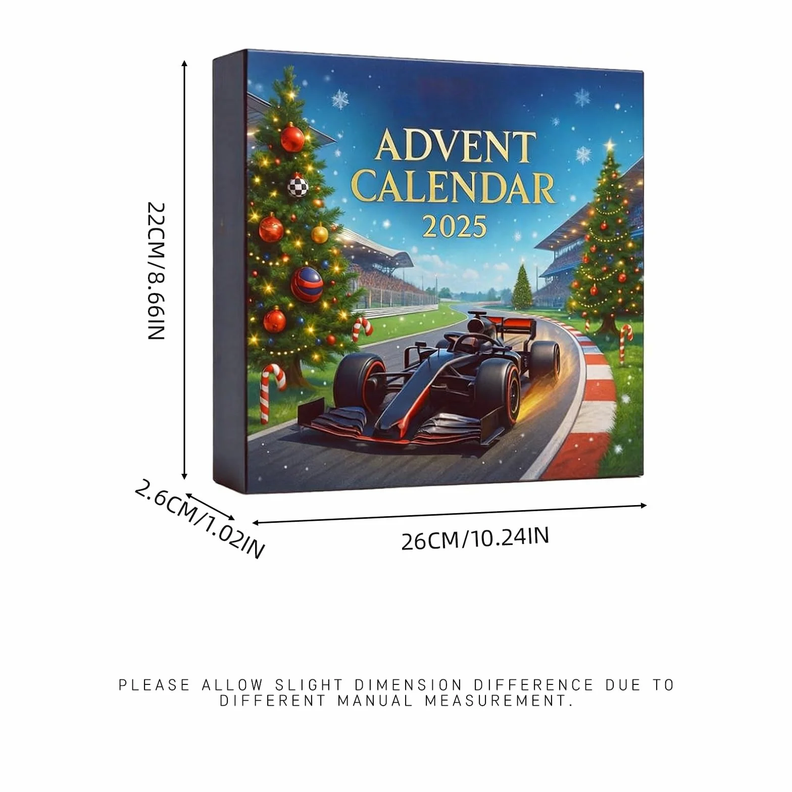 Racing 2025 Christmas Advent Calendar, 24-Day Countdown, 2D Racing Team Ornament, Holiday Surprise for Boys and Girls
