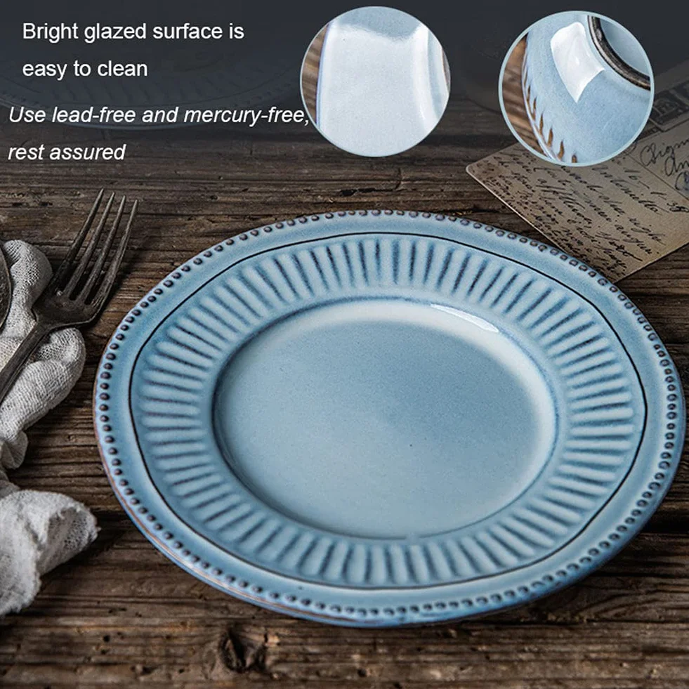 16-częściowy zestaw naczyń z kamionki, z aktywną glazurą z porcelany, serwis dla 6 osób, nadaje się do kuchenki mikrofalowej i mycia w zmywarce