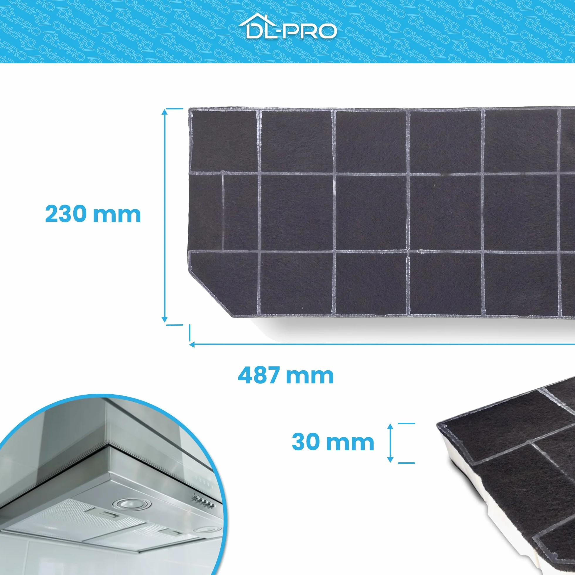 2 x filtr z węglem aktywnym DL-pro 487 x 230 mm do Bosch Siemens Neff Balay 460367 00460367 DHZ3300 LZ33000 Z5146X0 filtr do okapu kuchennego
