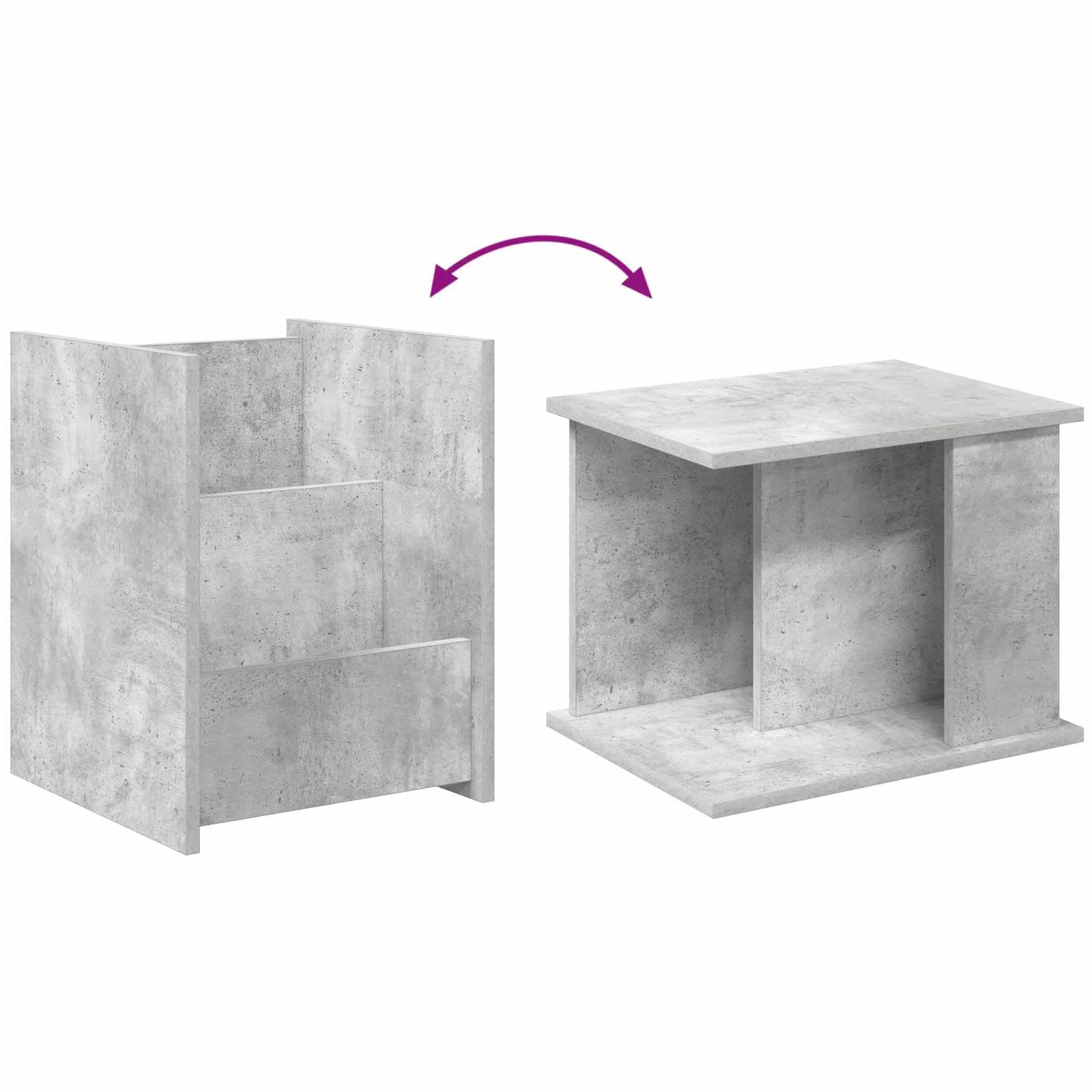 Générique Prostokątny stojak na czasopisma szary beton 35x35x45 cm z drewna inżynieryjnego, półka na czasopisma do przechowywania książek i dokumentów, nowoczesny design do salonu lub biura, montaż