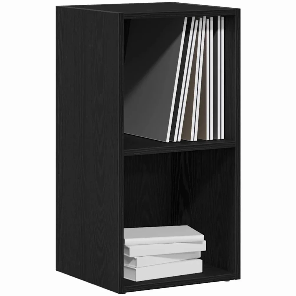 Hothingwell Schowek LP z drewna inżynieryjnego czarnego dębu, regał ścienny na winyle, czasopisma i książki, 71 x 34 x 36 cm, mocny i trwały z solidnym tyłem, idealny do biura