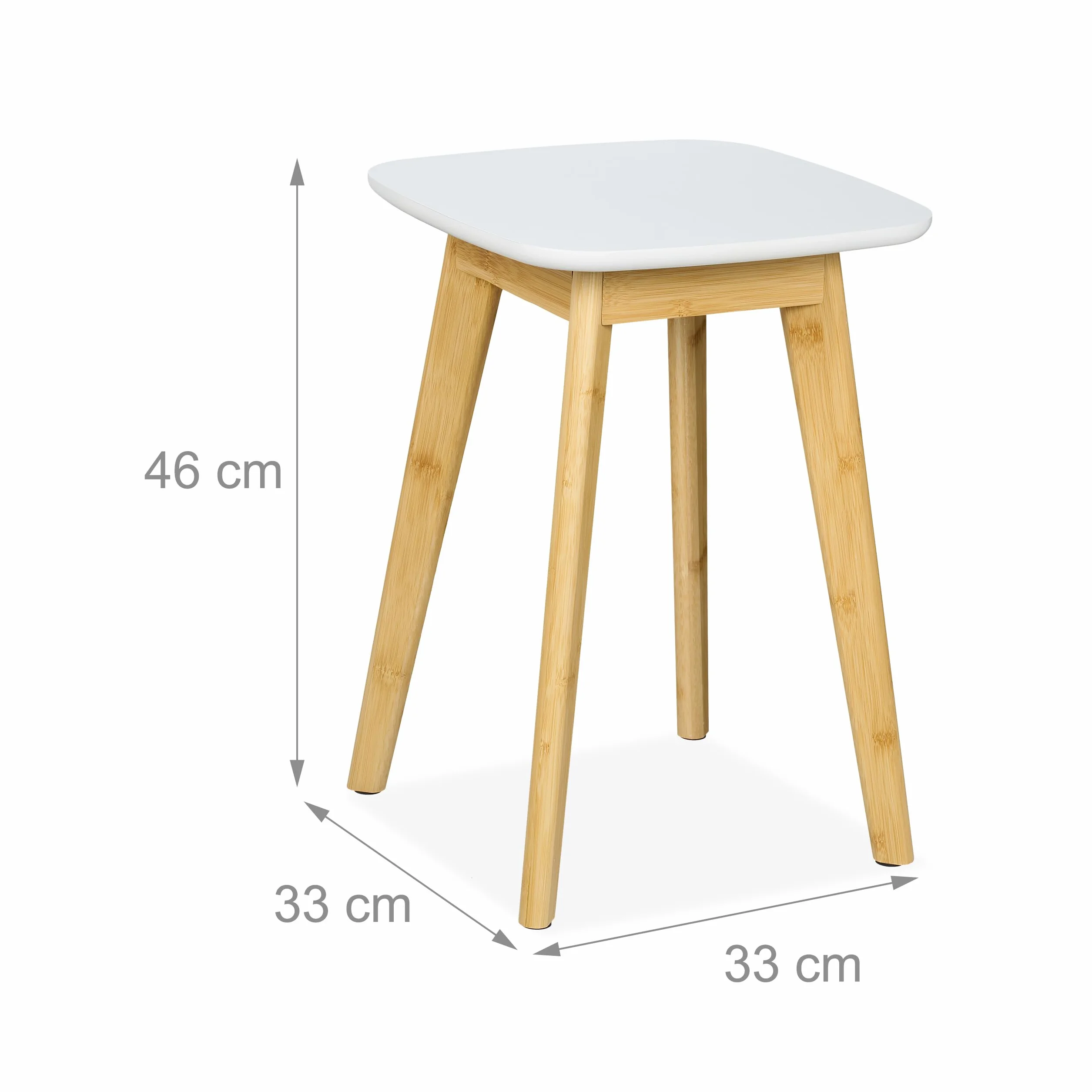 Relaxdays Taboret bambusowy 46x33x33 cm naturalny/biały