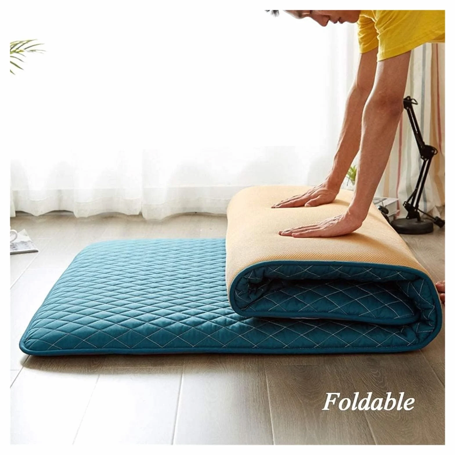 Japoński materac futon pikowana składana futon miękka gruba podkładka do spania dla studenta akademik kemping przenośna mata podłogowa (kolor: A, rozmiar: 90 x 200 cm (35 x 79 cali))