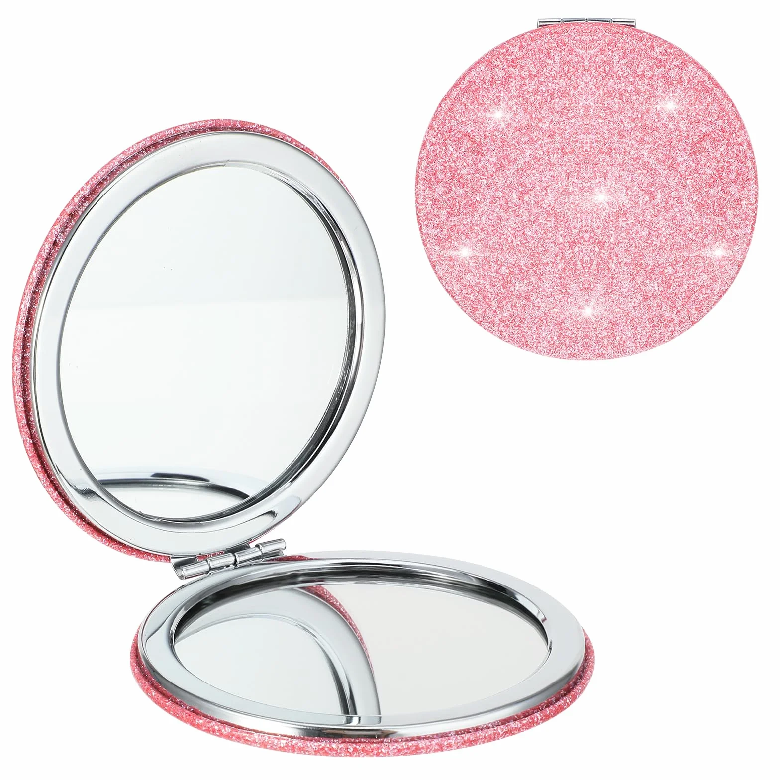 Mabor Kompaktowe Lusterko Składane Okrągłe Mini Lusterko Do Makijażu Przenośne Bling Torba Kompaktowa Słodkie Podwójne Lusterka Podróżne dla Kobiet Torba Portfel Dom Biuro