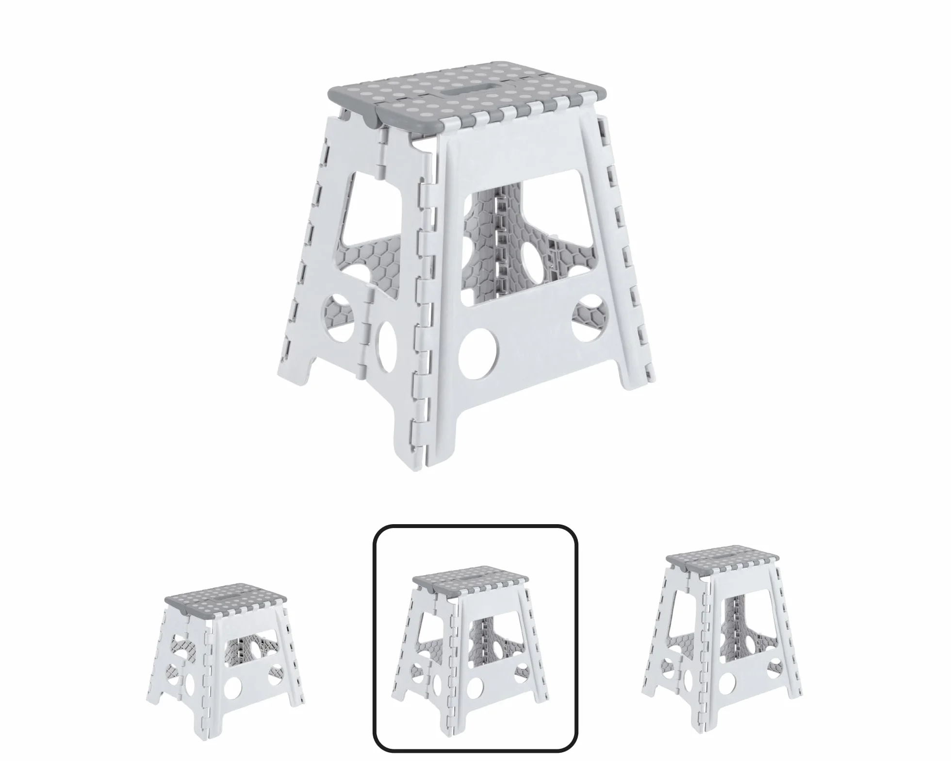 ARREGUI TB-039-GB mały składany taboret, dla dzieci i dorosłych, przenośny, składany stołek, obciążenie 150 kg, taboret do kuchni, łazienki, na kemping, do ogrodu, 39 cm wysokości, biały