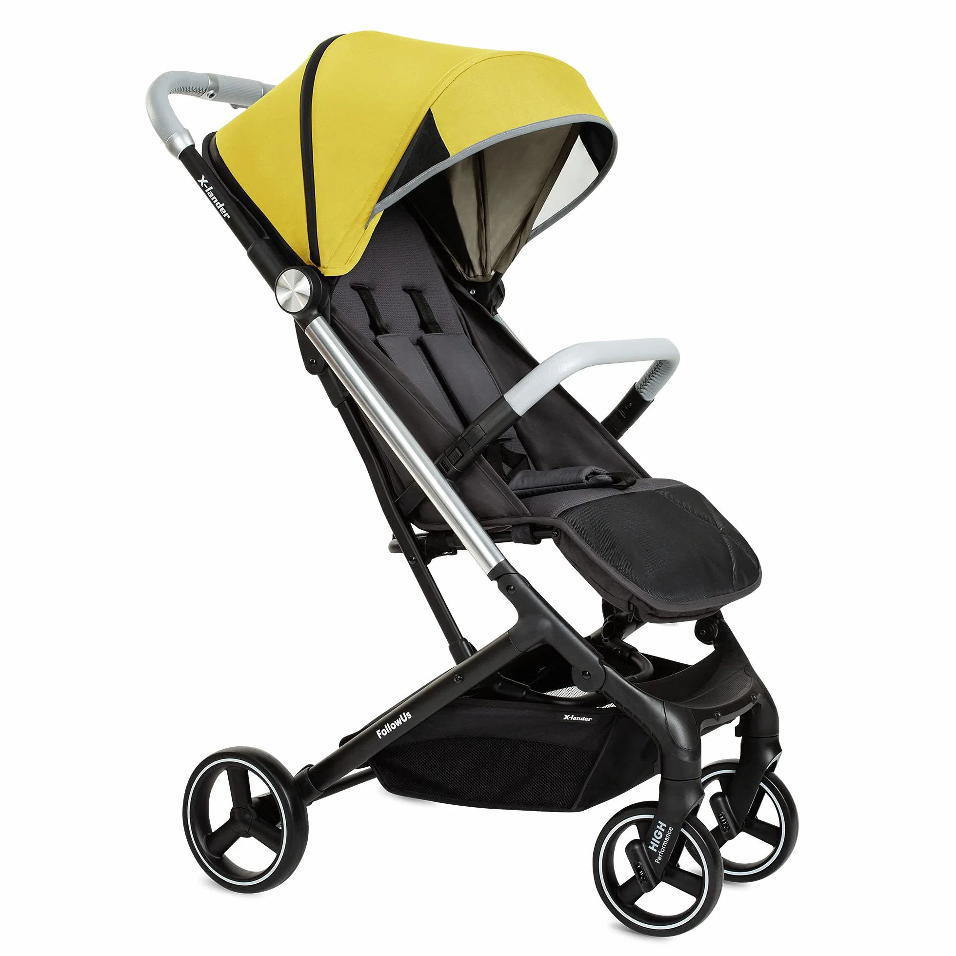 X-lander X-Follow Wózek dziecięcy Lekki Reclinable Składany Wózek Łatwy Składany Jedną Ręką Ultralight 7.6 kg (Solar Yellow)