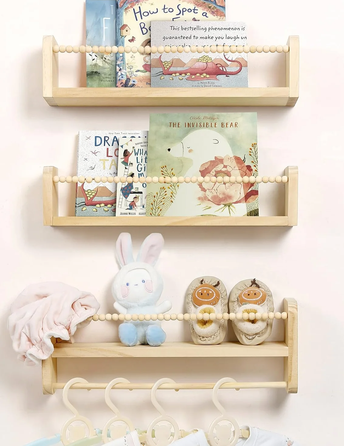 Montessori regał ścienny do pokoju dziecięcego, zestaw 3 sztuk, drewniany, 40 cm, regał na książki dla dzieci, ściana dla dzieci, do łazienki, salonu