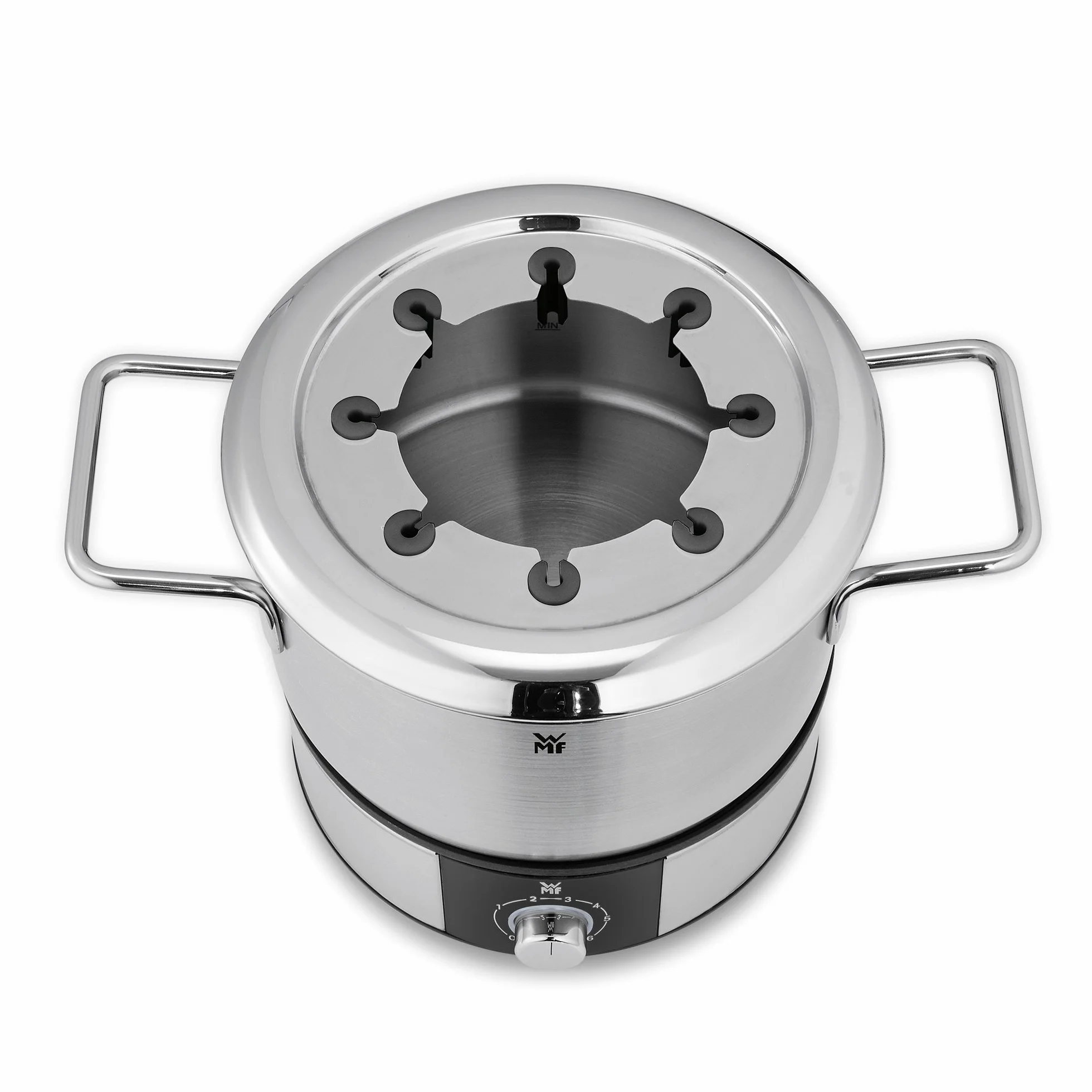 WMF Lono zestaw do fondue dla 8 osób, elektryczny fondue, 1400 W, regulacja temperatury, uchwyt na widelec, garnek indukcyjny 1,2 l, Hot Pot, stal nierdzewna matowa