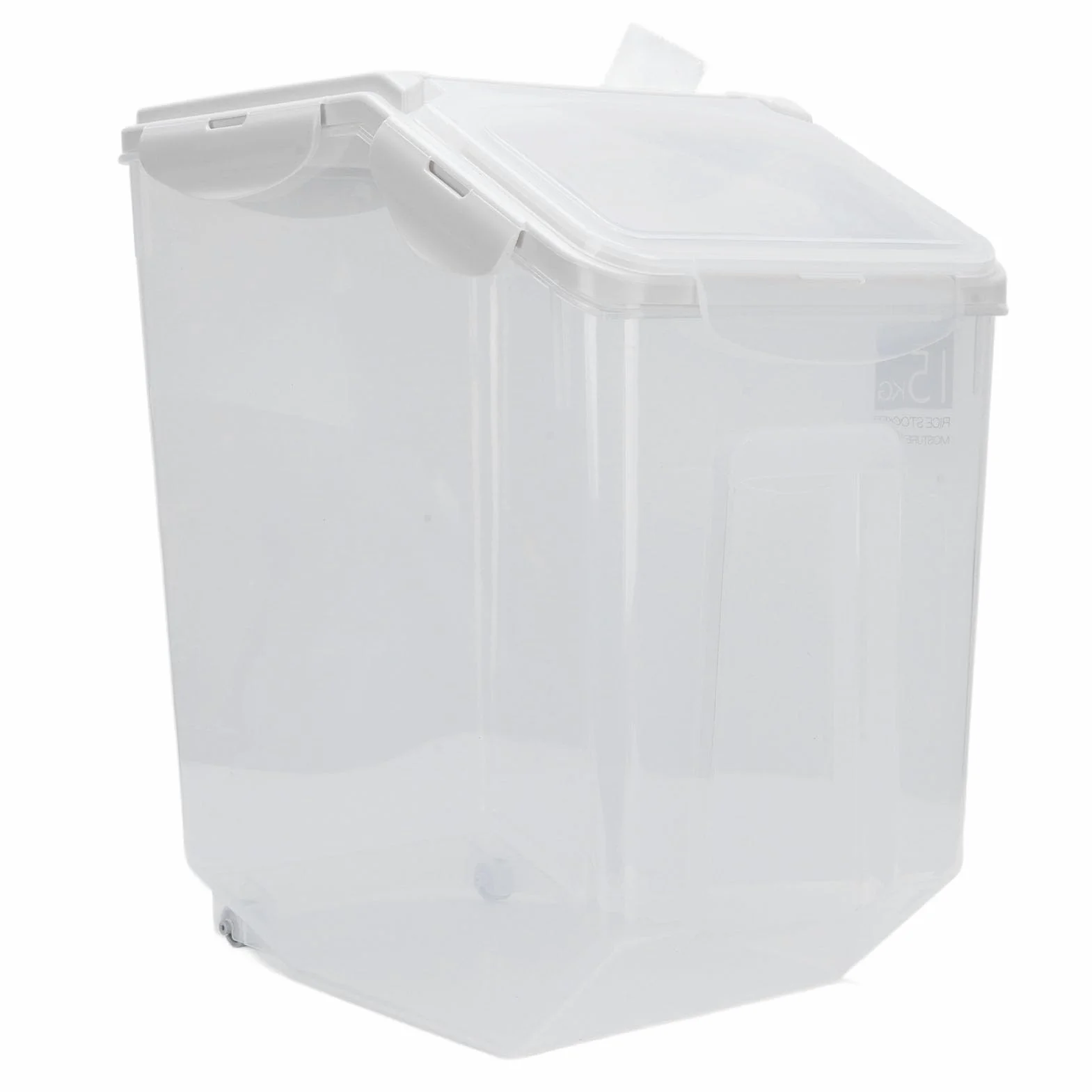 Pssopp Pojemnik do Przechowywania Ryżu PP Pojemnik do Przechowywania Ziarna z miarką 15 Kg Pojemność 22,7 X 36,5 Cm Hermetyczny na ryż Spiżarni Kuchennej Organizacja Domu