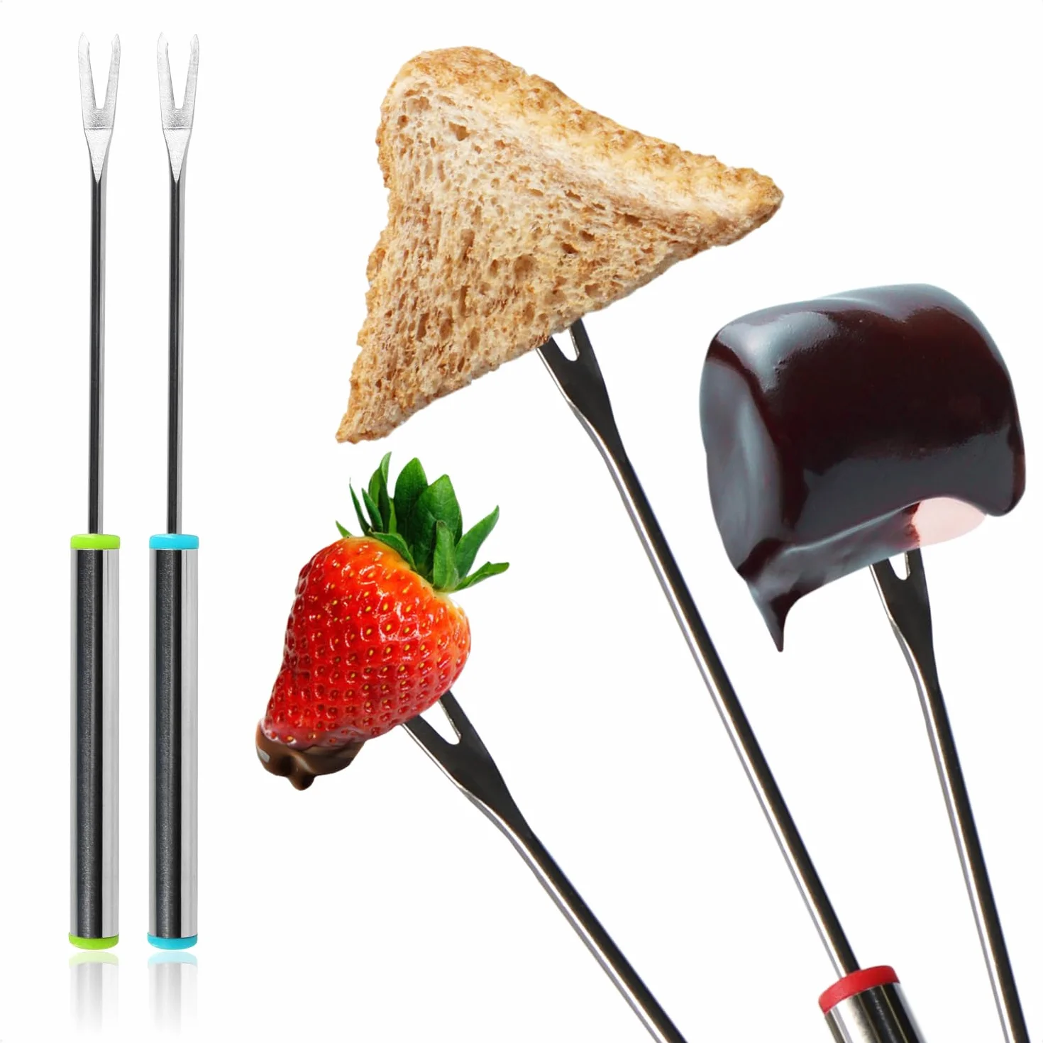 COM-FOUR® Zestaw do czekoladowego fondue Premium - miska ceramiczna z podstawka na podgrzewacz i 4 widelcami - tygiel do czekolady i sera - tygiel - miska do dipów deserowych dla 4 osób (bialy)