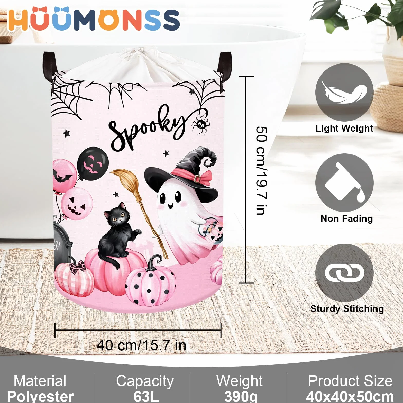 Spooky Halloween kosz do przechowywania dla niemowląt, duch, nietoperz, dynia, składane ubrania, kosz na pranie dla dzieci, Boo, duży prezent dla chłopców i dziewcząt, pudełko na zabawki