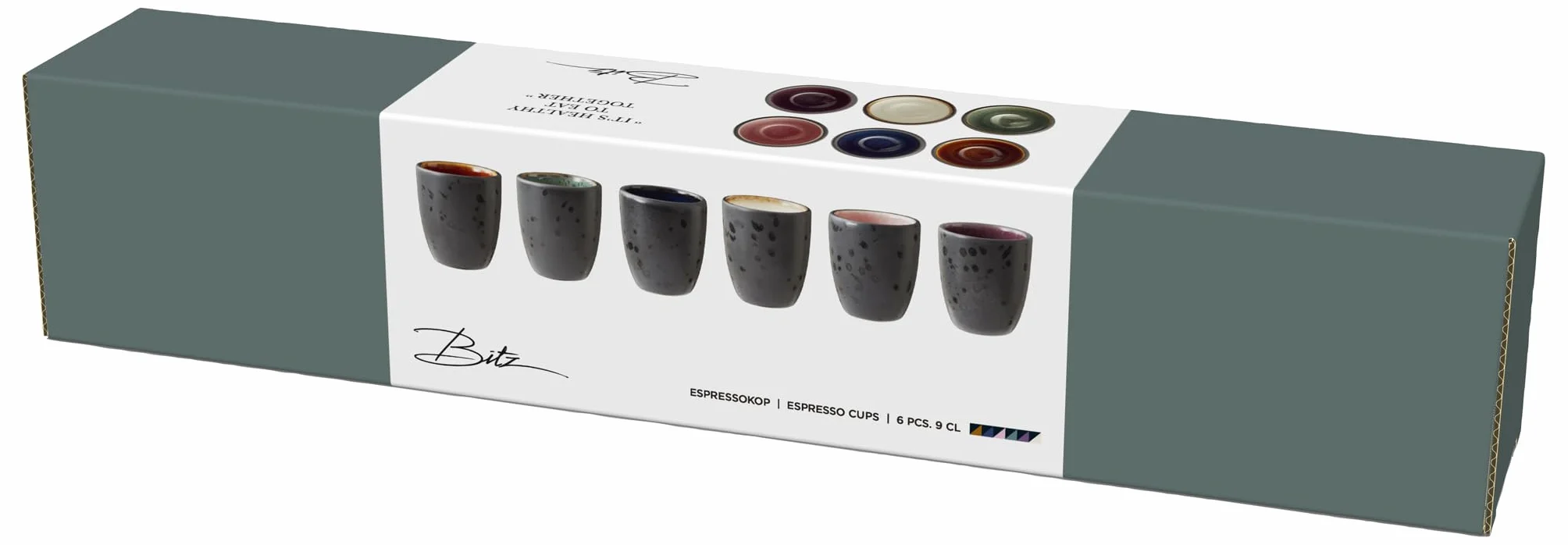 BITZ Filiżanki do espresso, zestaw filiżanek do kawy i espresso, z kamionki, 10 ml, nadają się do mycia w zmywarce, zestaw 6 sztuk, czarne