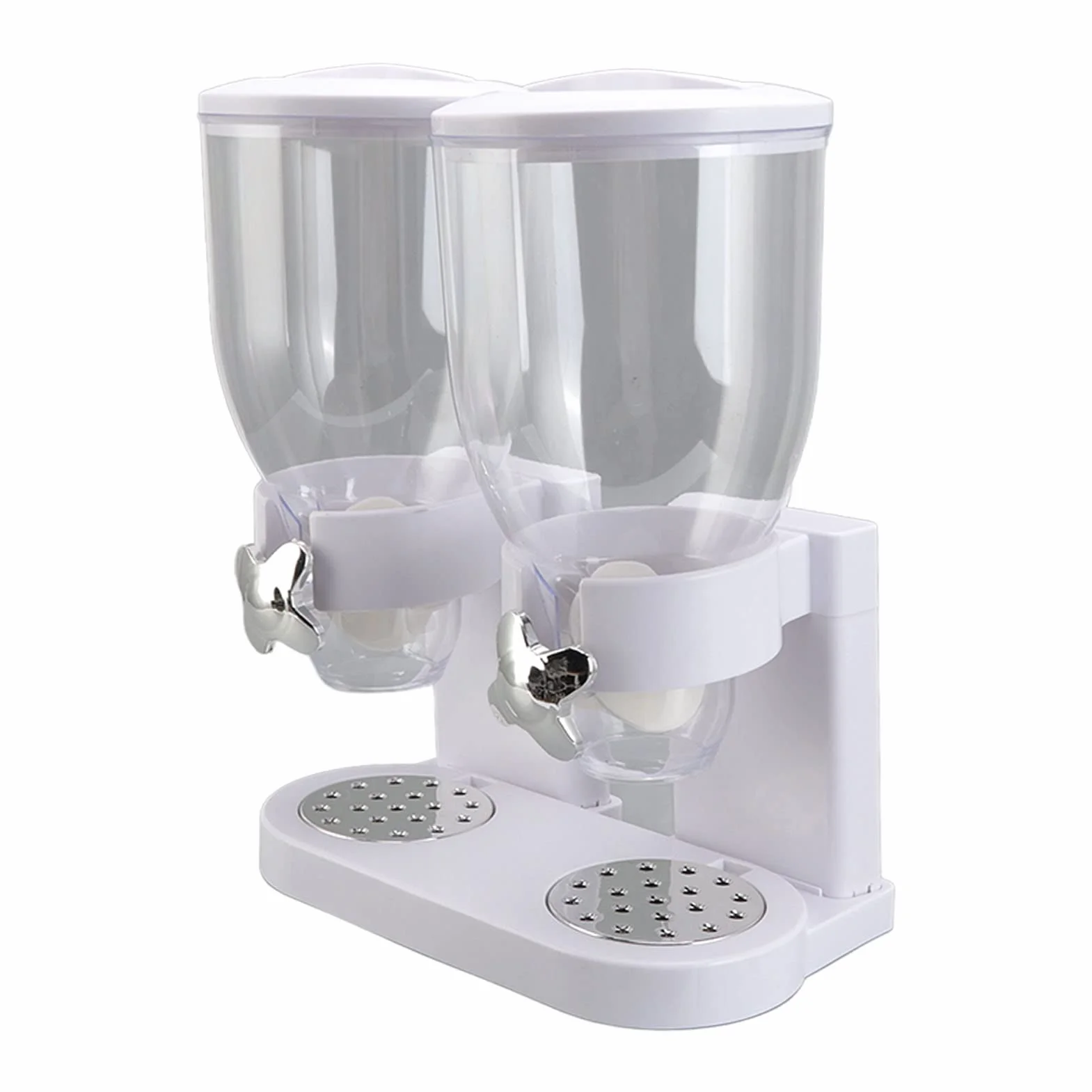 AMONIDA Podwójny Dozownik Płatków śniadaniowych, Szczelnie Zamykany, do Przechowywania w kuchni. Materiał ABS 7L (WHITE)