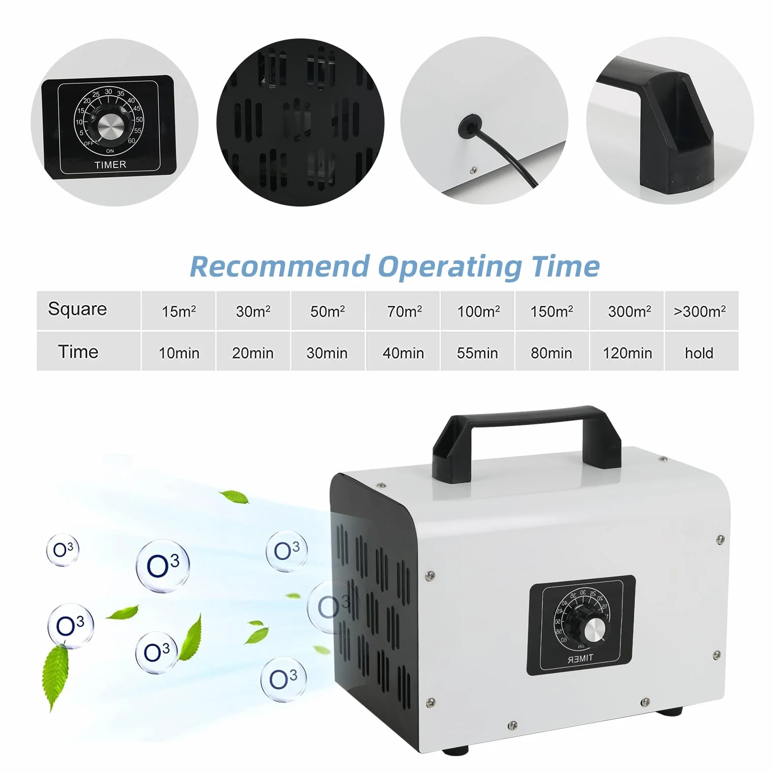 Generator ozonu 60 000 mg/h, przemysłowy oczyszczacz powietrza, urządzenie ozonowe, przenośne urządzenie ozonowe O3, oczyszczacz zapachów z timerem, do czyszczenia zapachów zwierząt domowych, czyści
