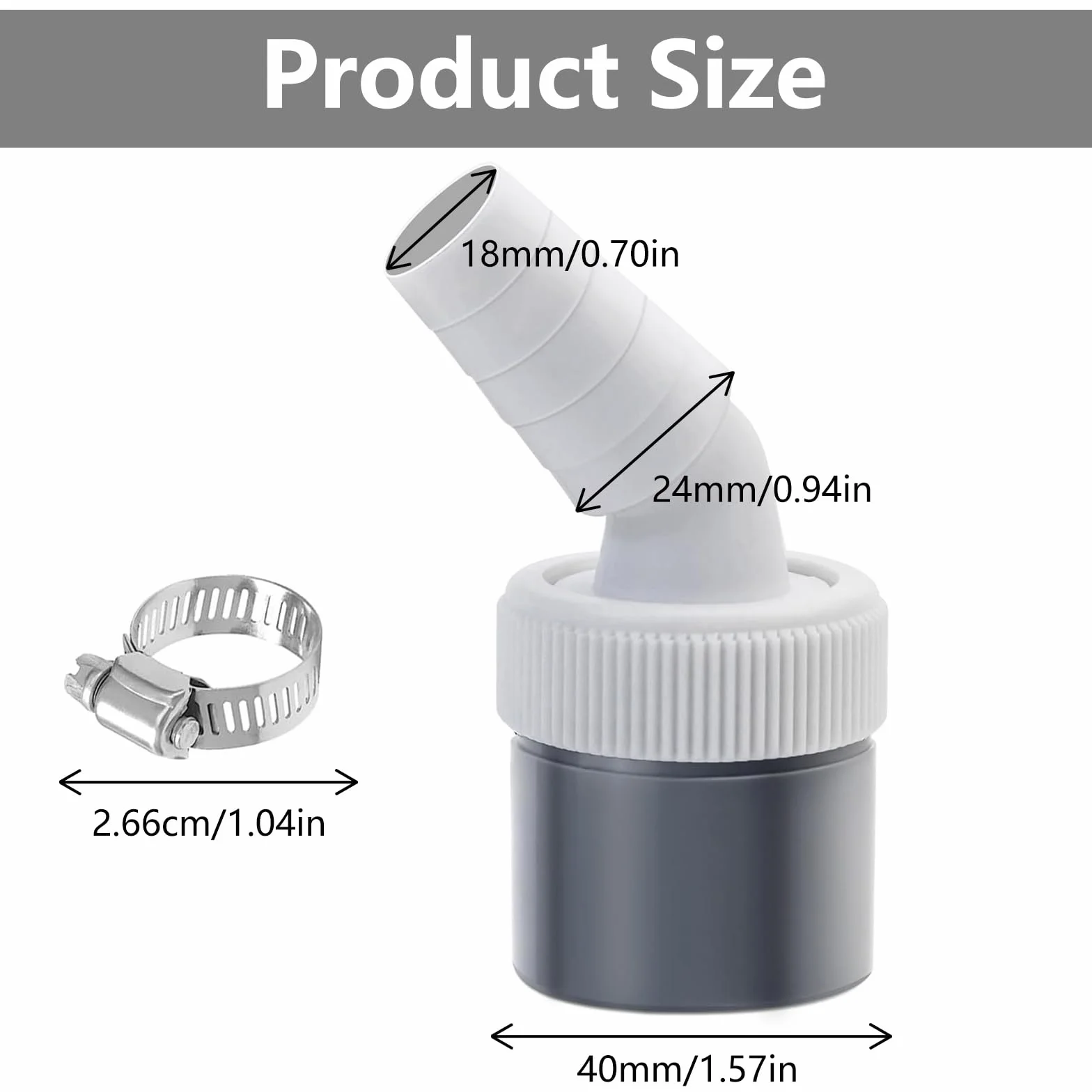 2 adaptery do zmywarki do pralki 1/4 cala, przyłącze pralki z wyjściem do rury Ø 40 mm i wejściem Ø 18-24 mm, z 2 obejmami do węża do zmywarki i suszarki