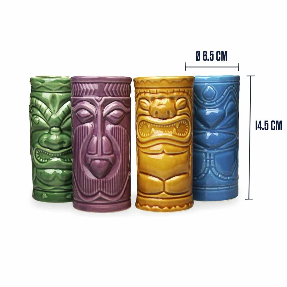 Mikamax Tiki Mugs - Kubki Tiki - Kubki Koktajlowe - Kieliszki do Koktajli - Kubki Ceramiczne - Kubki Barowe - Kieliszki Imprezowe - Kompletny Zestaw