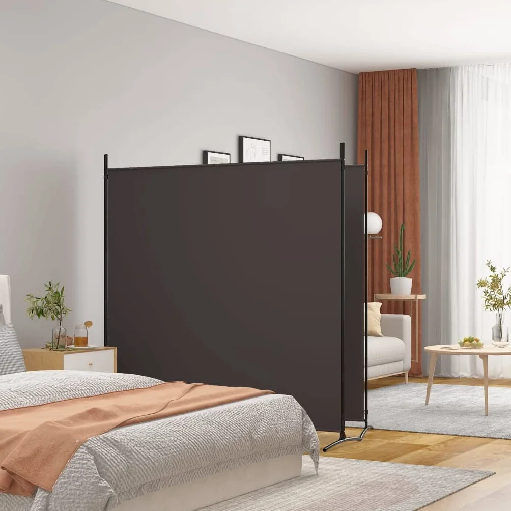 vidaXL Rozdzielacz 2-panelowy Brązowy 348 x 180 cm Tkanina