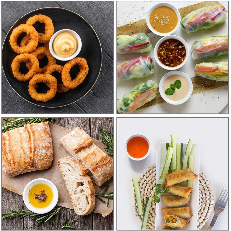 Rairsky Zestaw 8 miseczek do sosu sojowego, okrągłe, mini miski do serwowania sosów, białe miseczki na sosy, przekąski, przystawki, desery, sushi, ocet, 3,1 x 7,1 cm