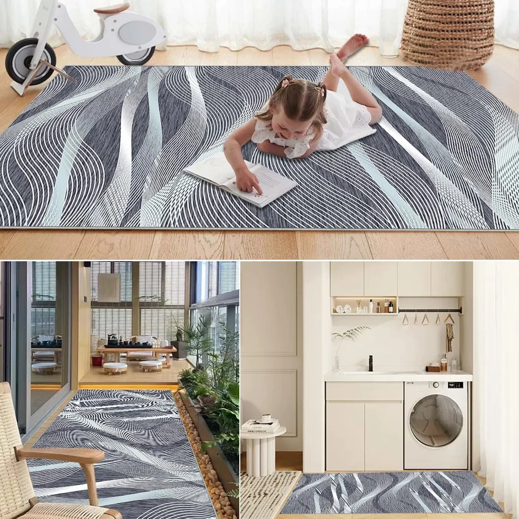 Dywan kuchenny, nadający się do prania, chodnik do przedpokoju, antypoślizgowy chodnik na korytarz, 120 x 430 cm, niskie runo, wycieraczka podłogowa, chłonny chodnik do przedpokoju, sypialni, łazienki