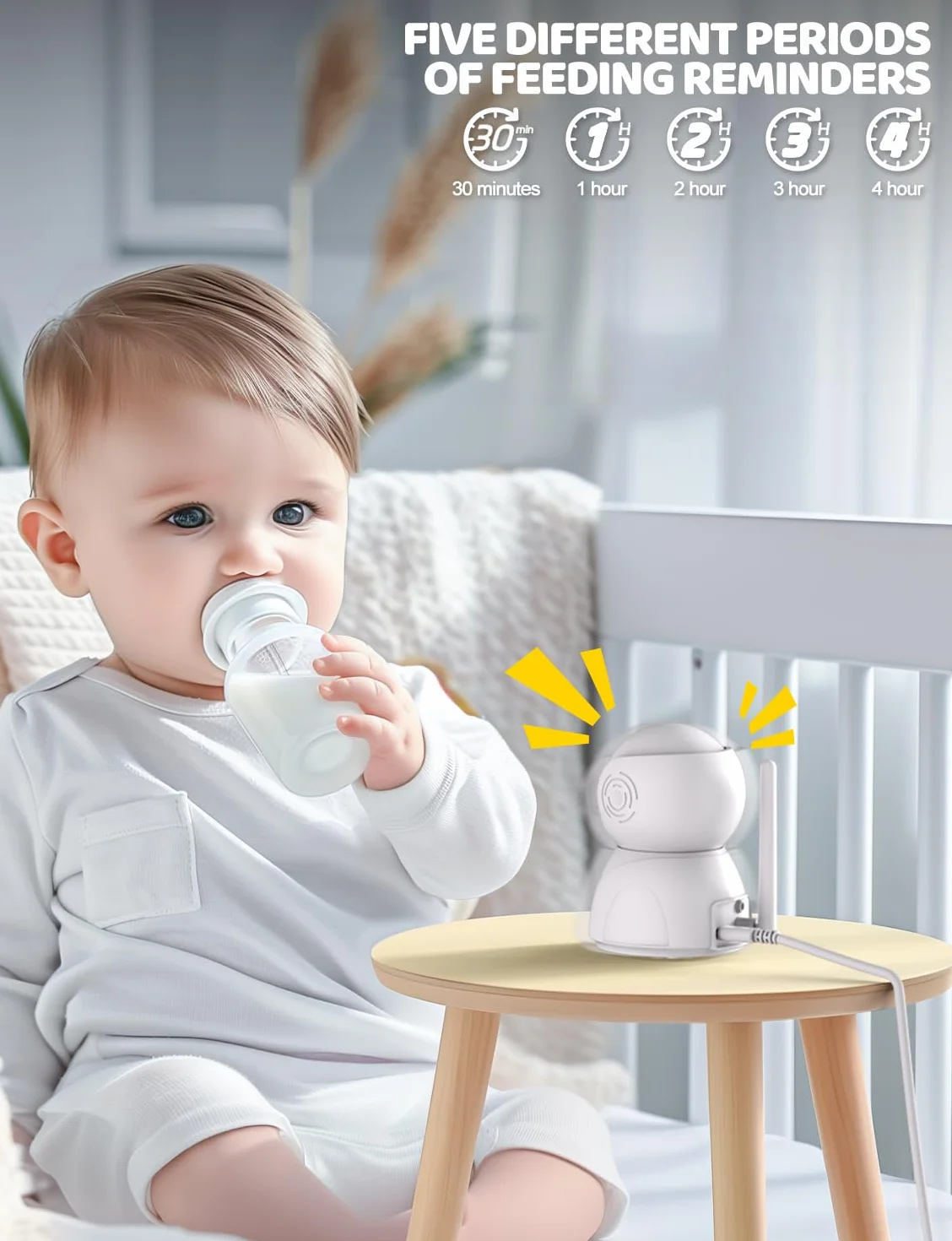 OBVHNUA Baby Monitor 5 sztuk Kamera dla niemowląt Ekran 720P HD Babyphone Wideo Baby Monitor z Pan-Tilt 2X-4X Zoom Wizja nocna VOX Intercom 8 Kołysanek 5 Budzik Temperatura Czas