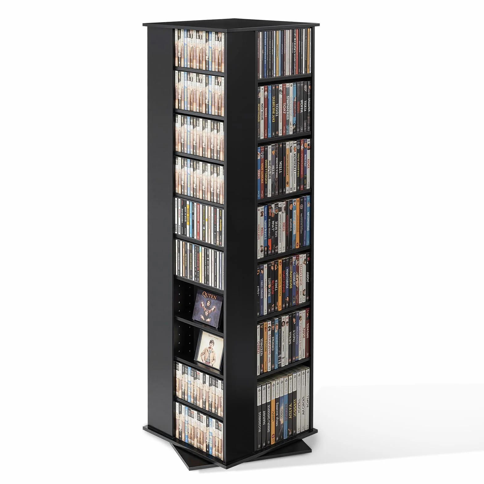 VEVOR Szafka do przechowywania multimediów, stojak na płyty CD, 34 przegródki, obrotowy stojak na płyty CD, DVD, książki i płyty z grami, stojak na DVD do salonu, domowego biura i pokoju nagraniowego
