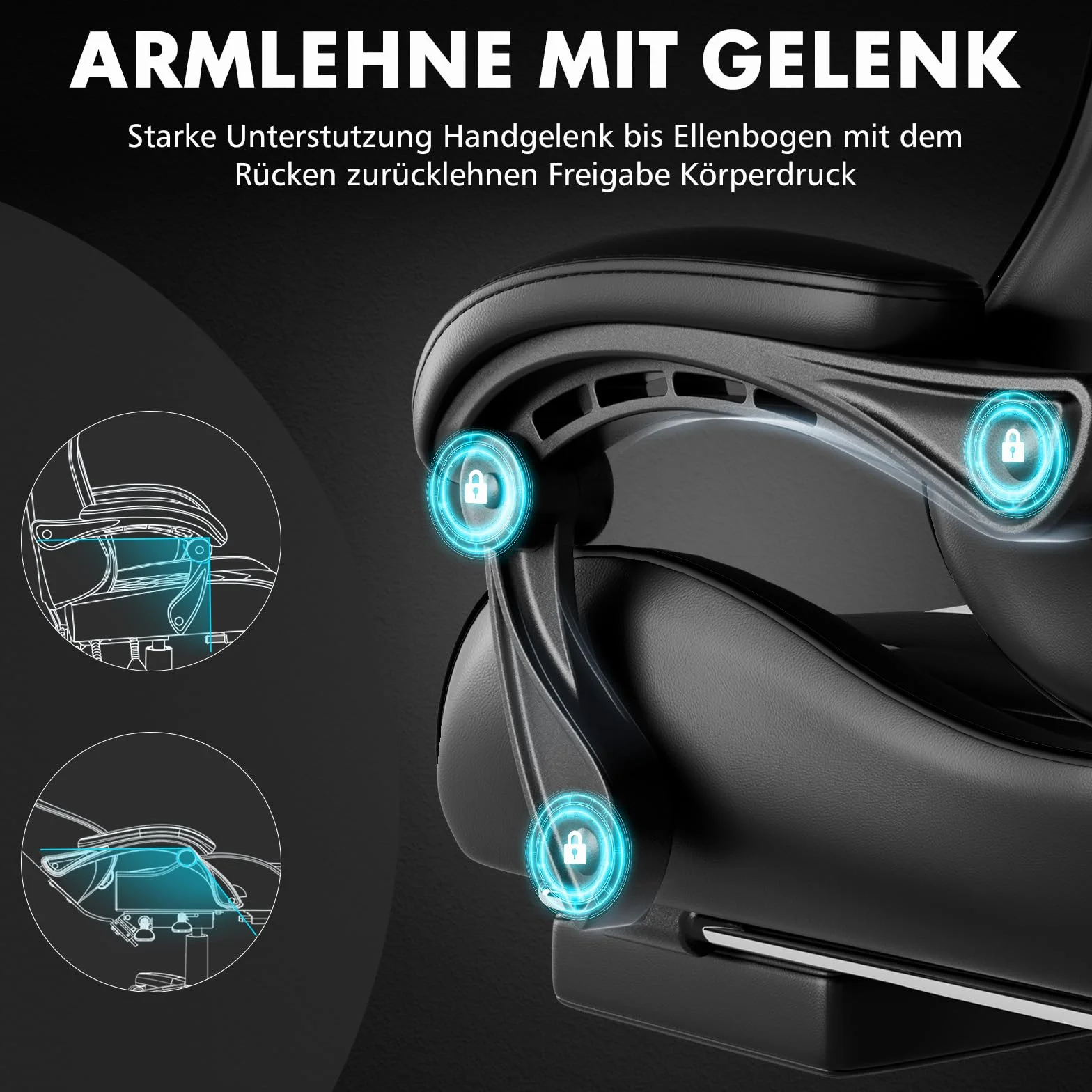GTPLAYER Krzesło gamingowe ergonomiczne z podparciem masażu, podnóżkiem i zagłówkiem, czarna sztuczna skóra