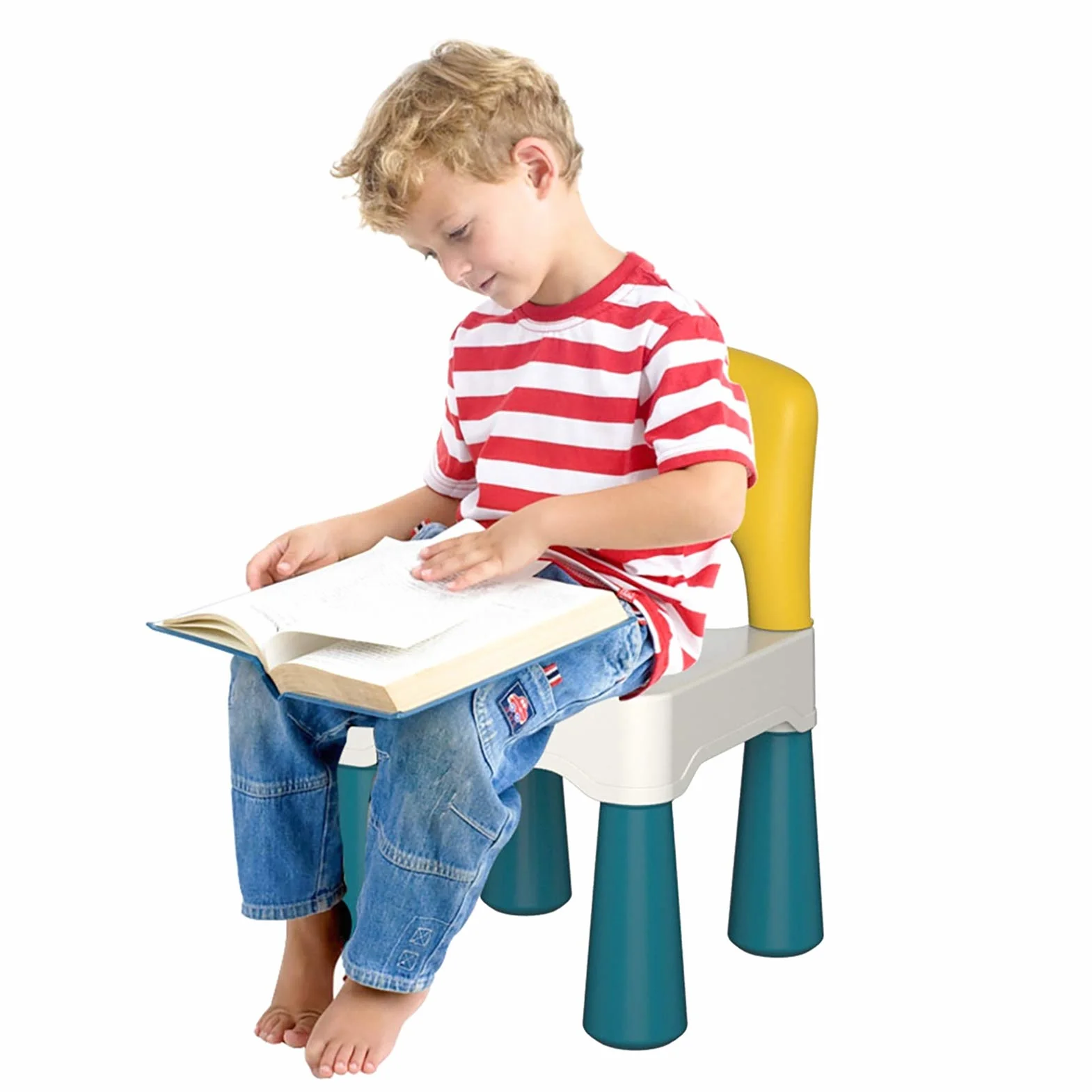 burgkidz Dziecięce klocki Plastikowe krzesło, ulepszone ergonomiczne oparcie dla dziecka Krzesło do nauki i zabawy, odpowiednie dla dzieci i starszych do siedzenia, Macron