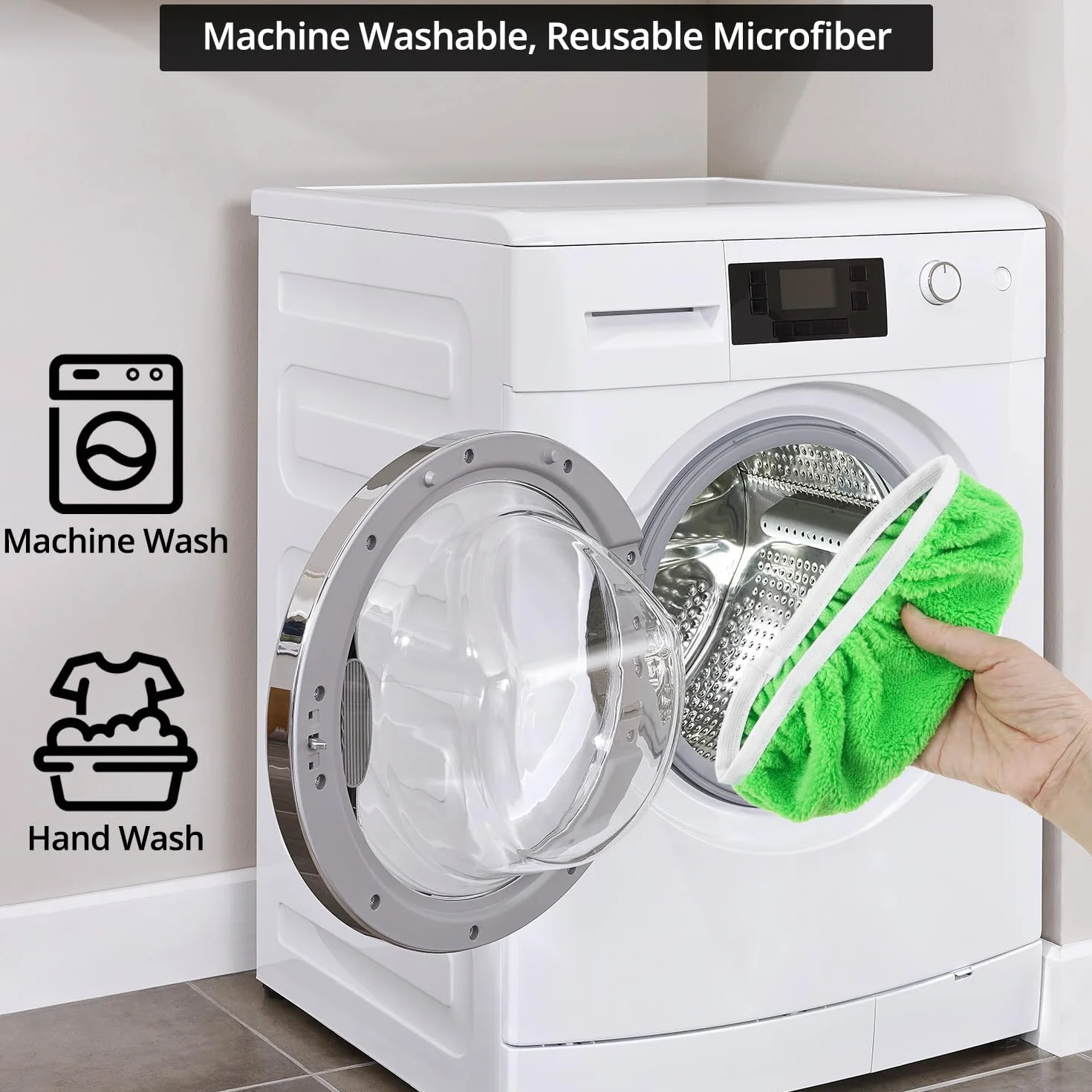 QWORK 8 szt. Mokre ściereczki wielokrotnego użytku z mikrofibry, kompatybilne z mopem Swiffer, 25,4 x 11,5 cm, do użytku na mokro i na sucho