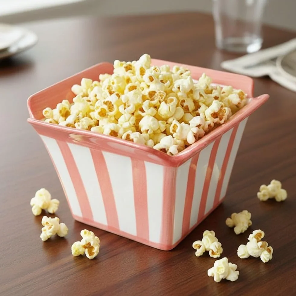 Ceramiczna miska na przekąski, urocza, odporna na ciepło konstrukcja w paski do popcornu, sałatki, deserów, jogurtu, płatków śniadaniowych, lodów, makaronu błyskawicznego - idealna do serwowania
