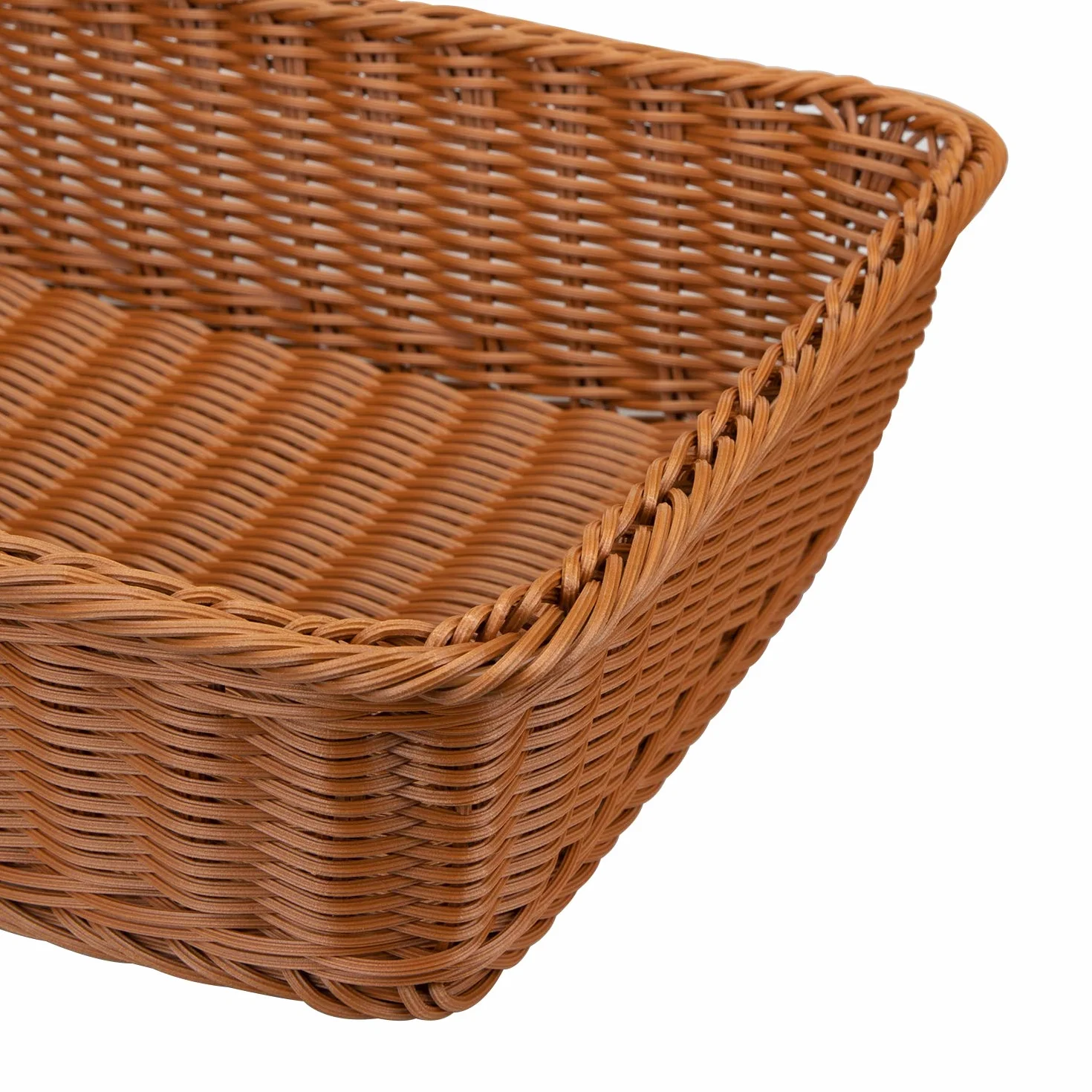 Yarlung Tkany kosz na chleb, plastikowe wiklinowe kosze na owoce, 40 x 30 cm, imitacja rattanowych tacek do serwowania żywności do warzyw, kuchni, restauracji, na zewnątrz, brązowy