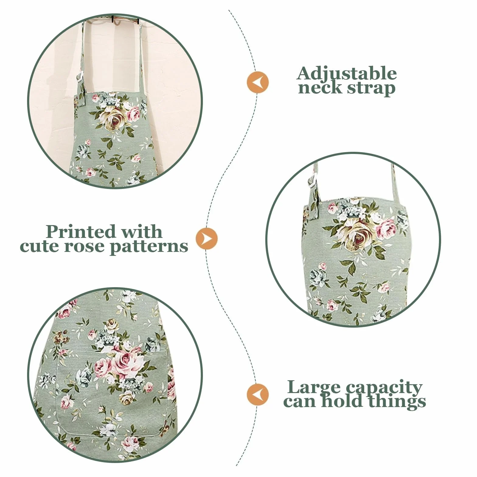 Apron Women bawełniany len, fartuch ogrodowy, z nadrukiem, regulowany fartuch kuchenny, wodoodporny i odporny na olej, fartuch malarski dla dorosłych, do kuchni, jadalni, ogrodu, kawiarni