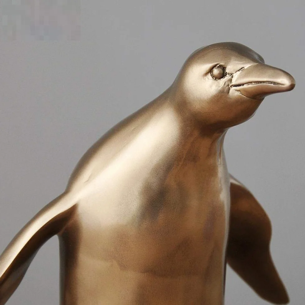 H3TF5J Rzeźby zwierząt dla domu rzeźba statua 2 sztuk/zestaw brązowa statua pingwinów odlewana na zimno miedź Spheniscidae figurka zwierzątko sztuka rzemiosło żywiczne akcesoria do dekoracji domu